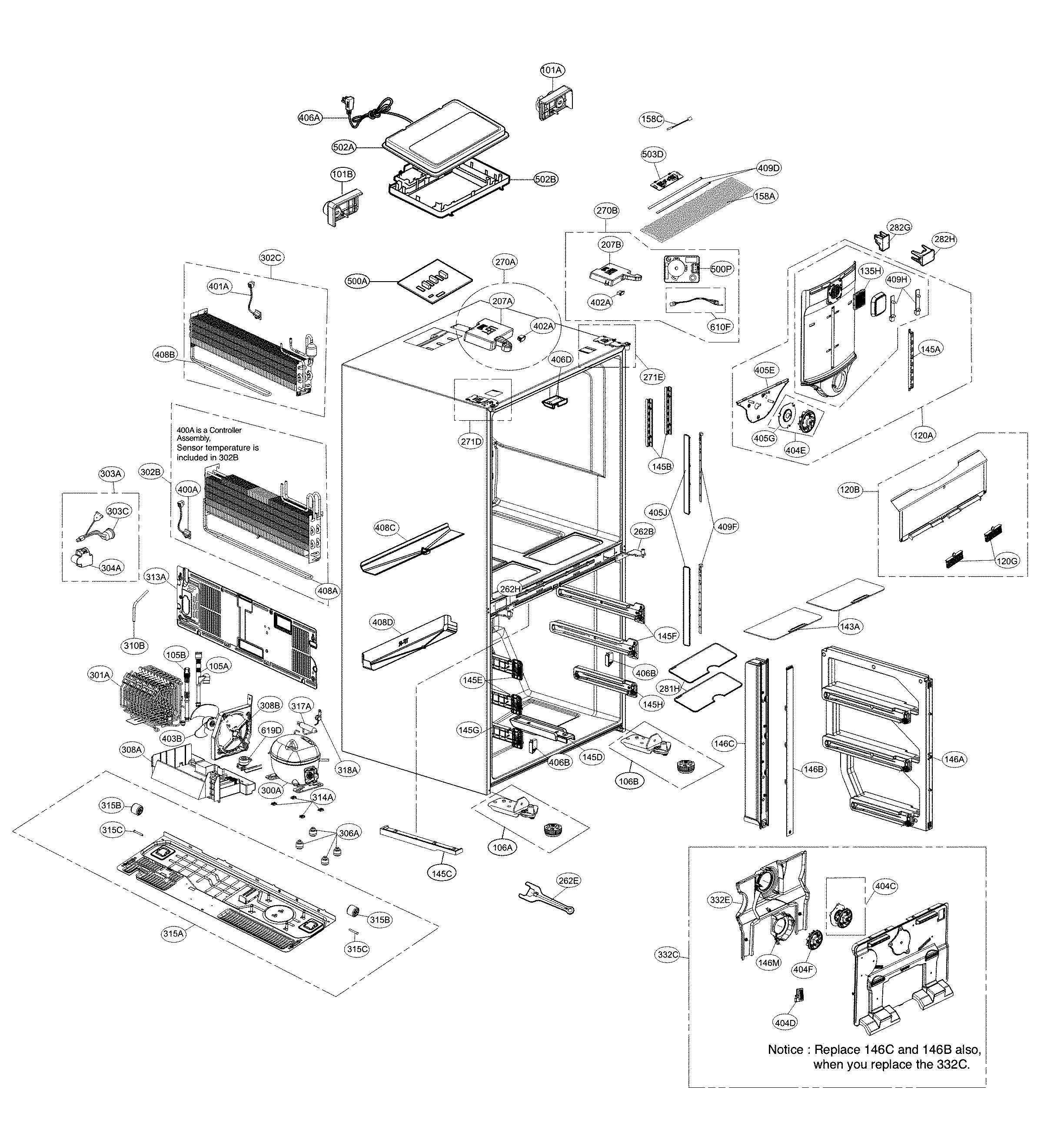 LG LPXS30866D/00 case parts diagram