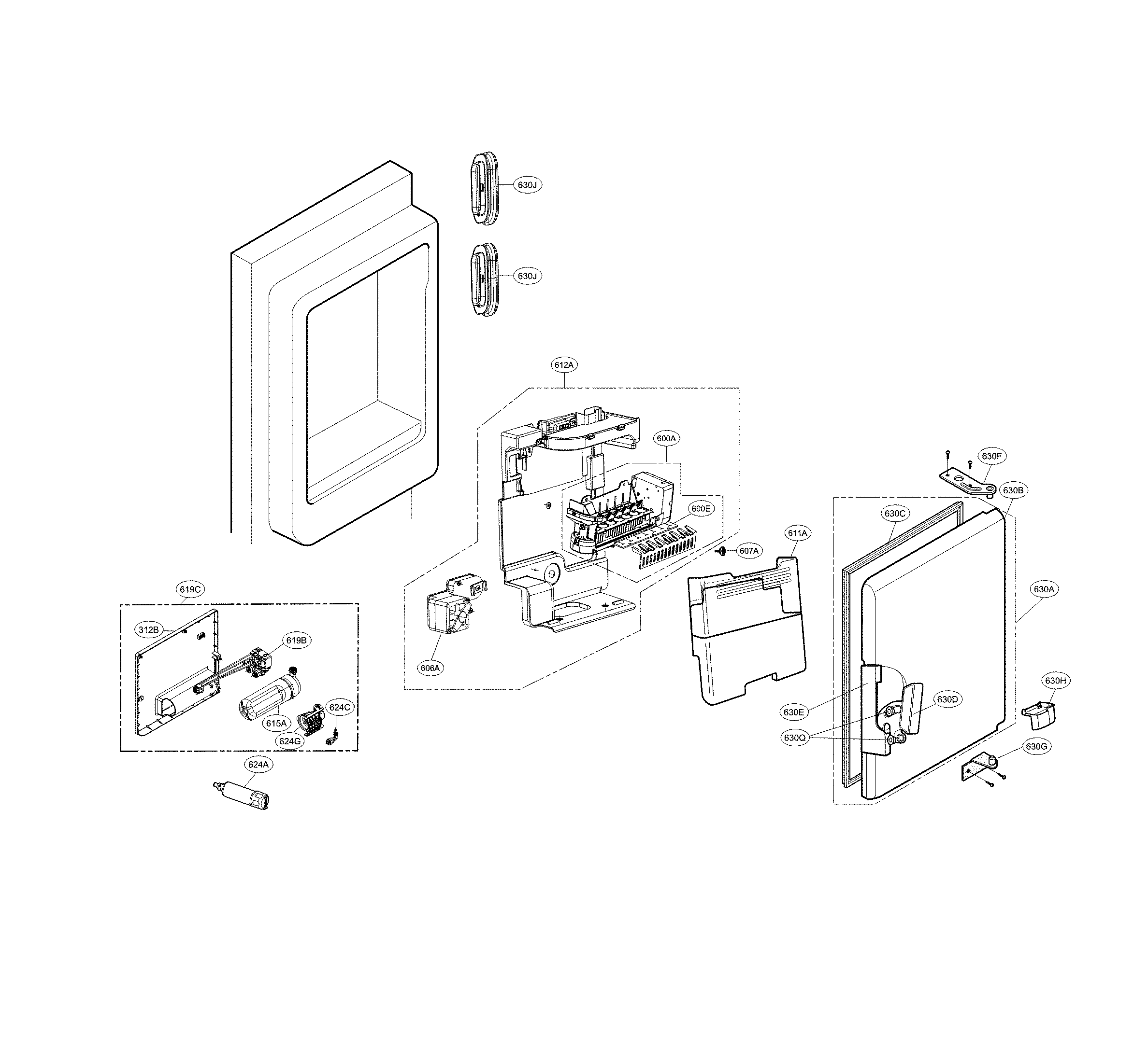 LG LPXS30866D/00 ice maker parts diagram