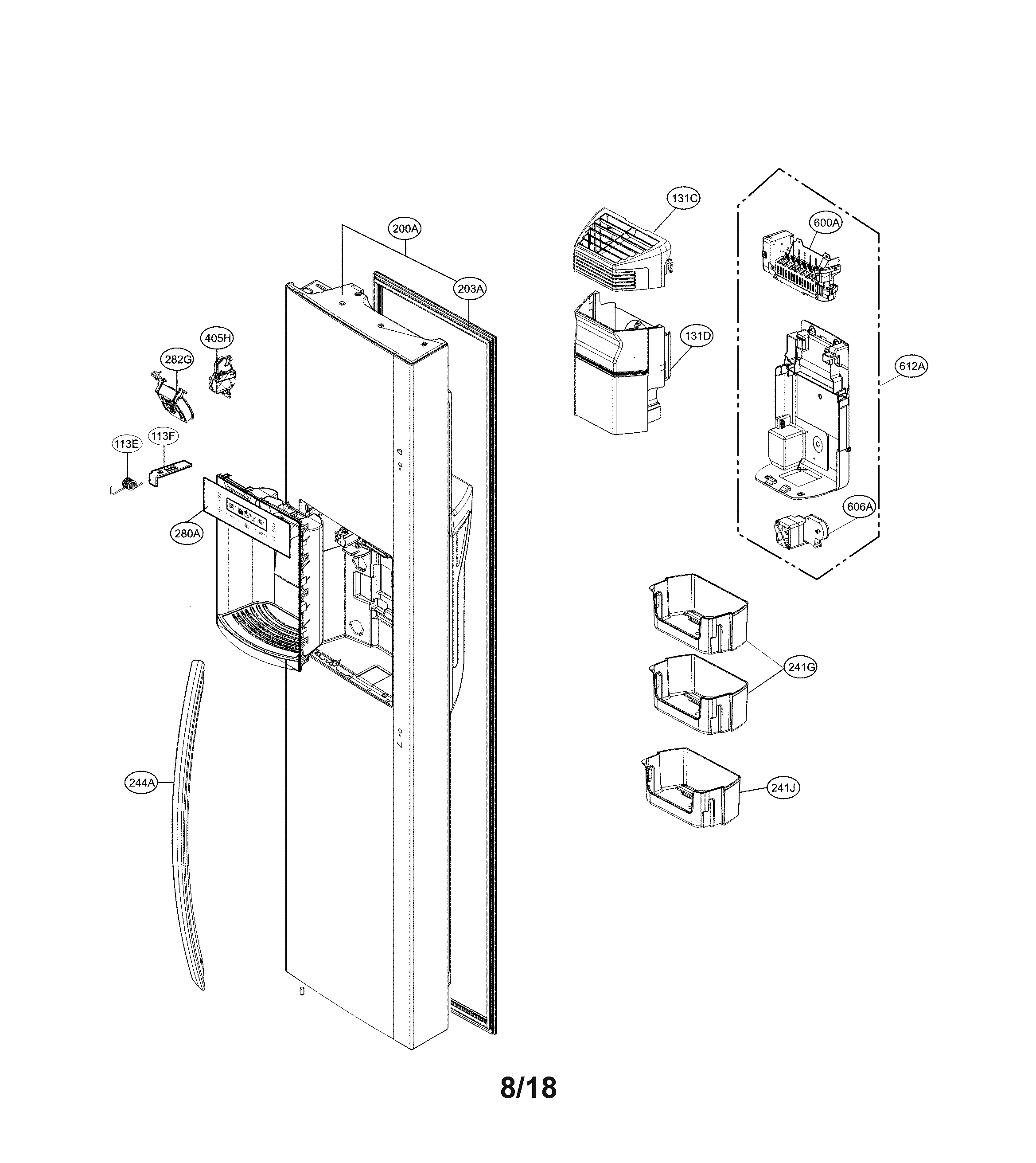 Kenmore Elite 79551857610 freezer door parts diagram
