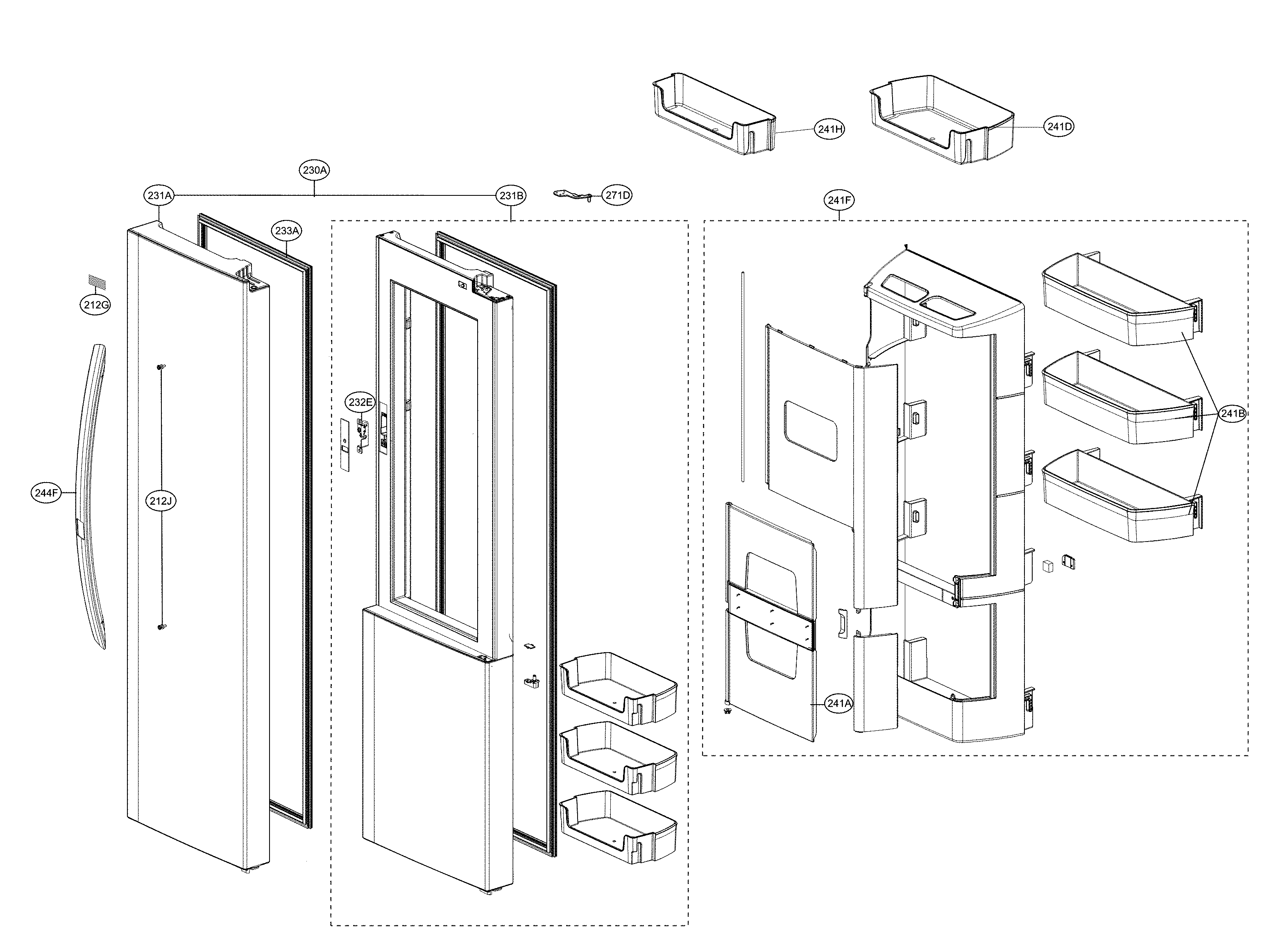 Kenmore Elite 79551857610 refrigerator door parts diagram