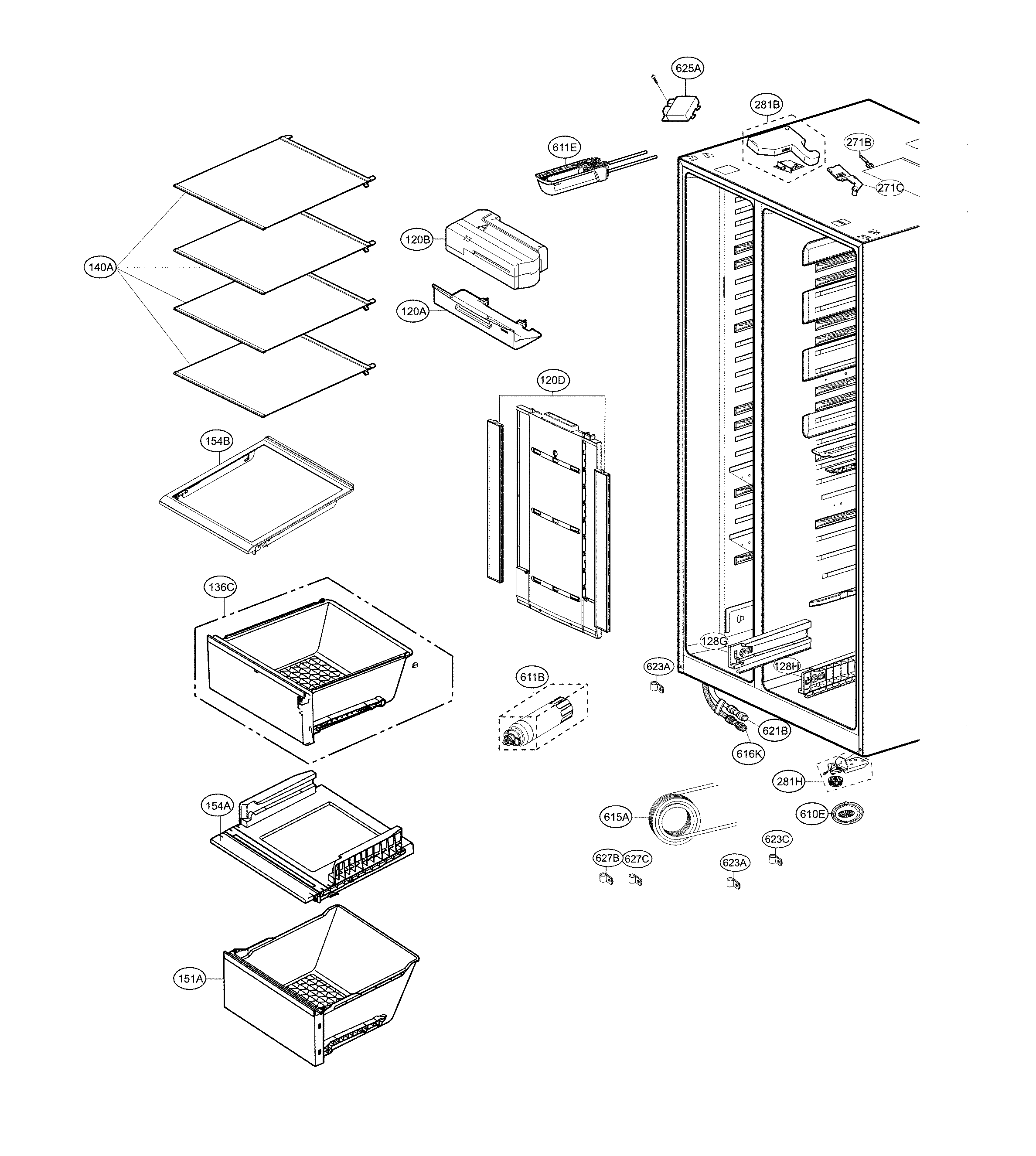Kenmore Elite 79551857610 refrigerator parts diagram