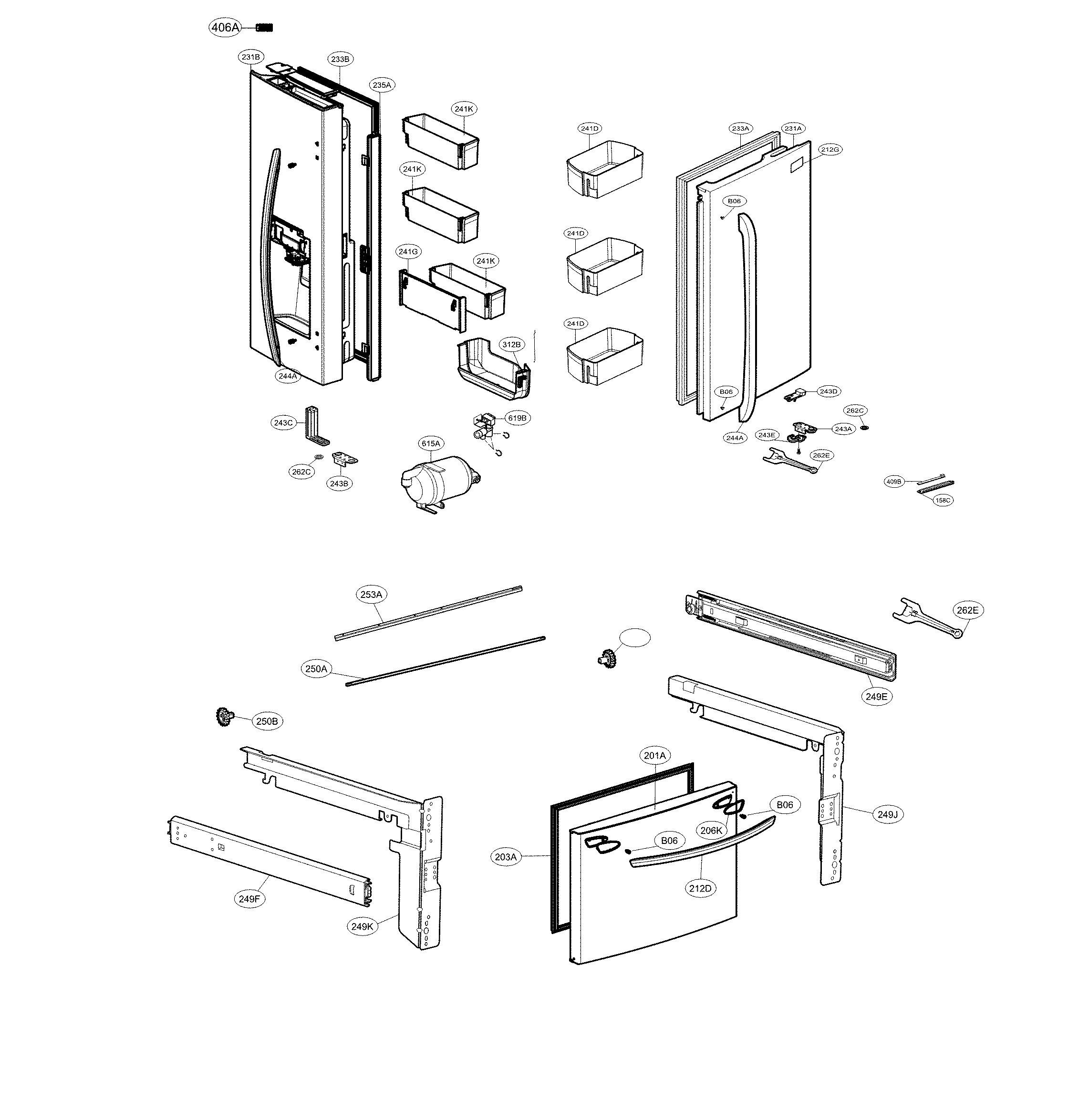 Kenmore 79573102710 door parts diagram