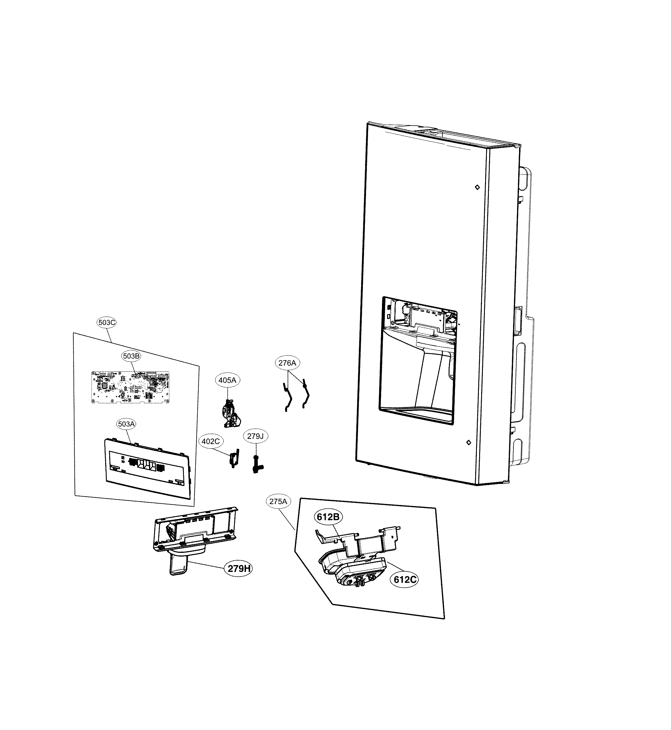 Kenmore 79573102710 dispenser parts diagram