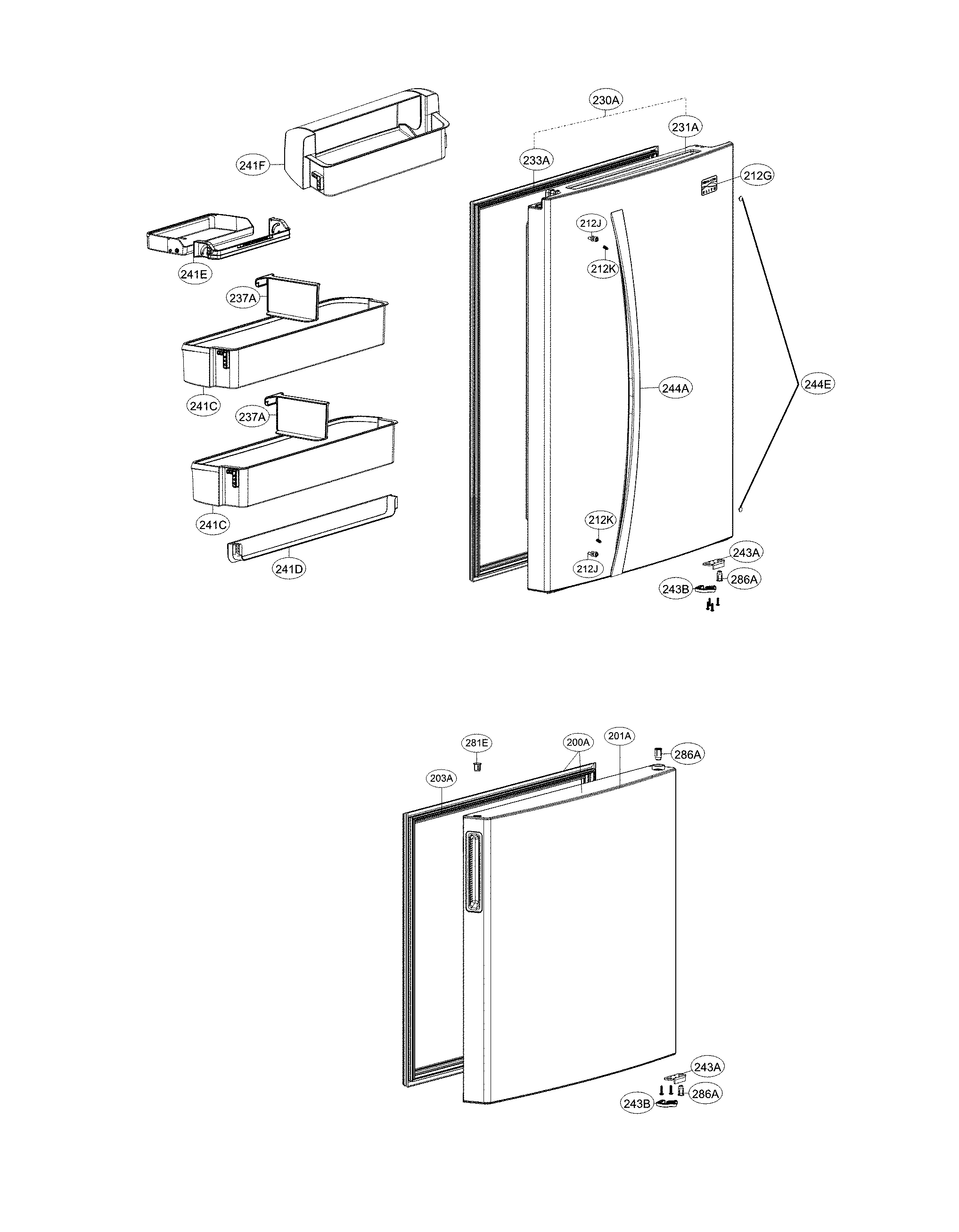 Kenmore Elite 79578022312 door parts diagram