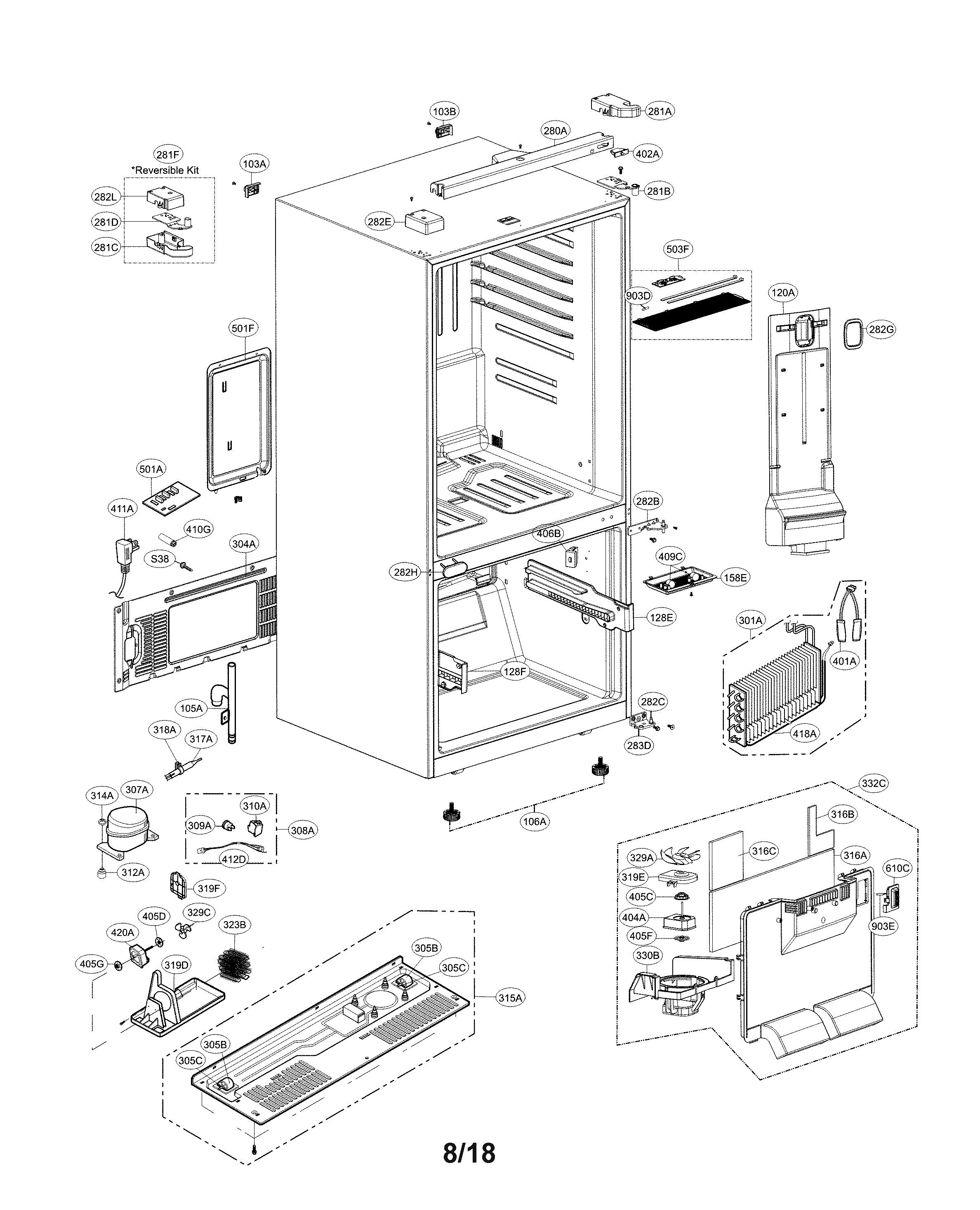 Kenmore Elite 79578029311 case parts diagram