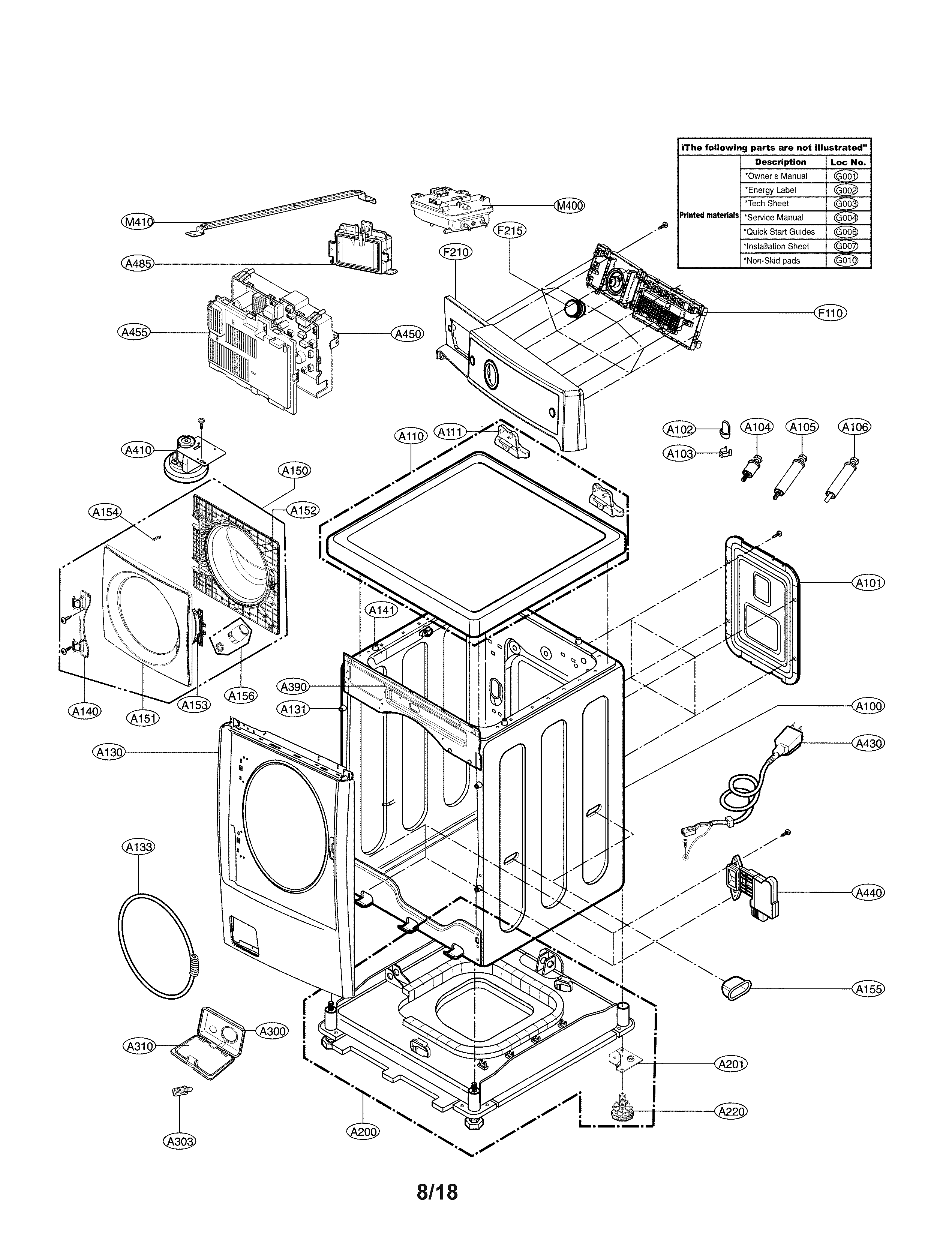 Kenmore Elite 79641548210 cabinet and door parts diagram