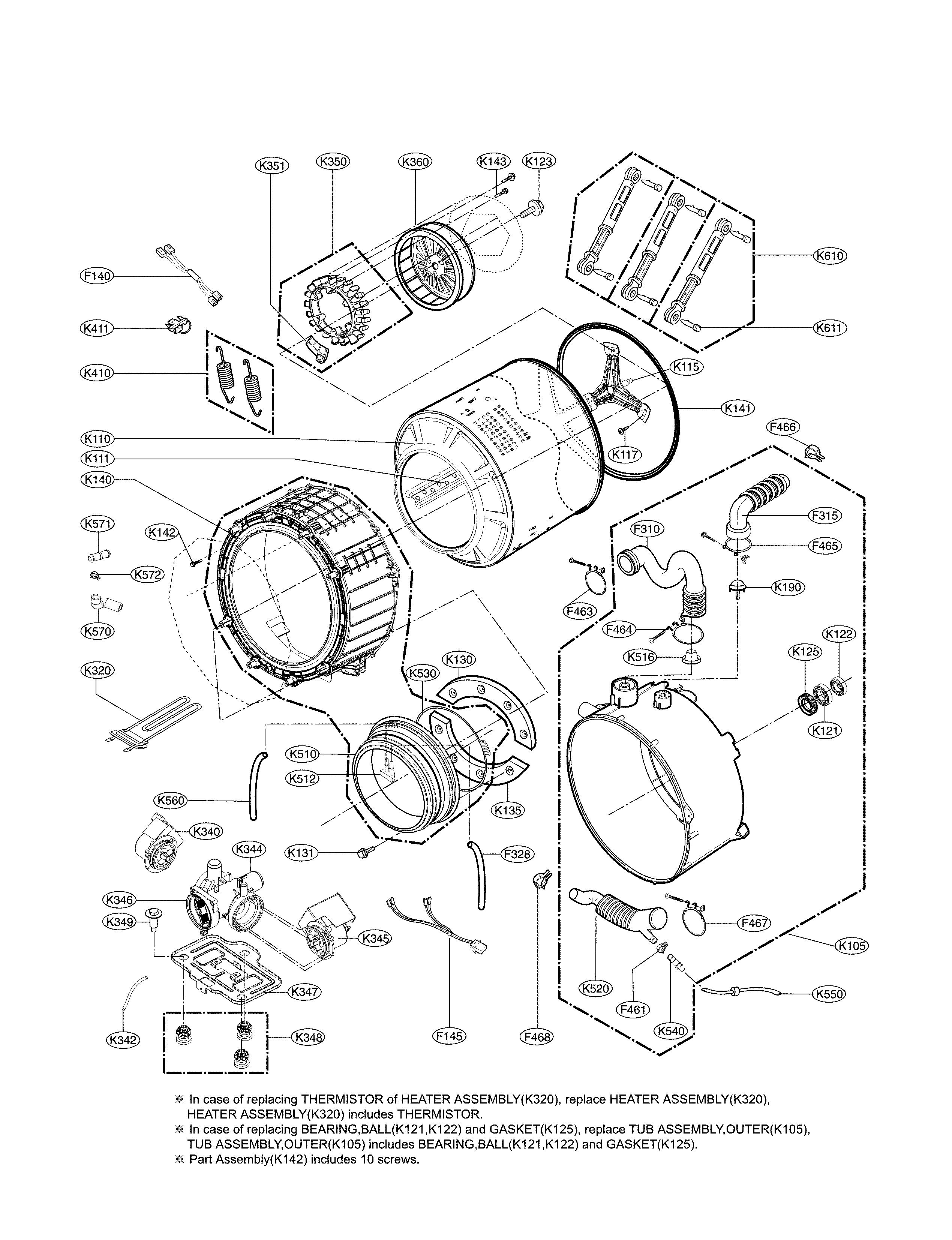 Kenmore Elite 79641548210 drum parts diagram
