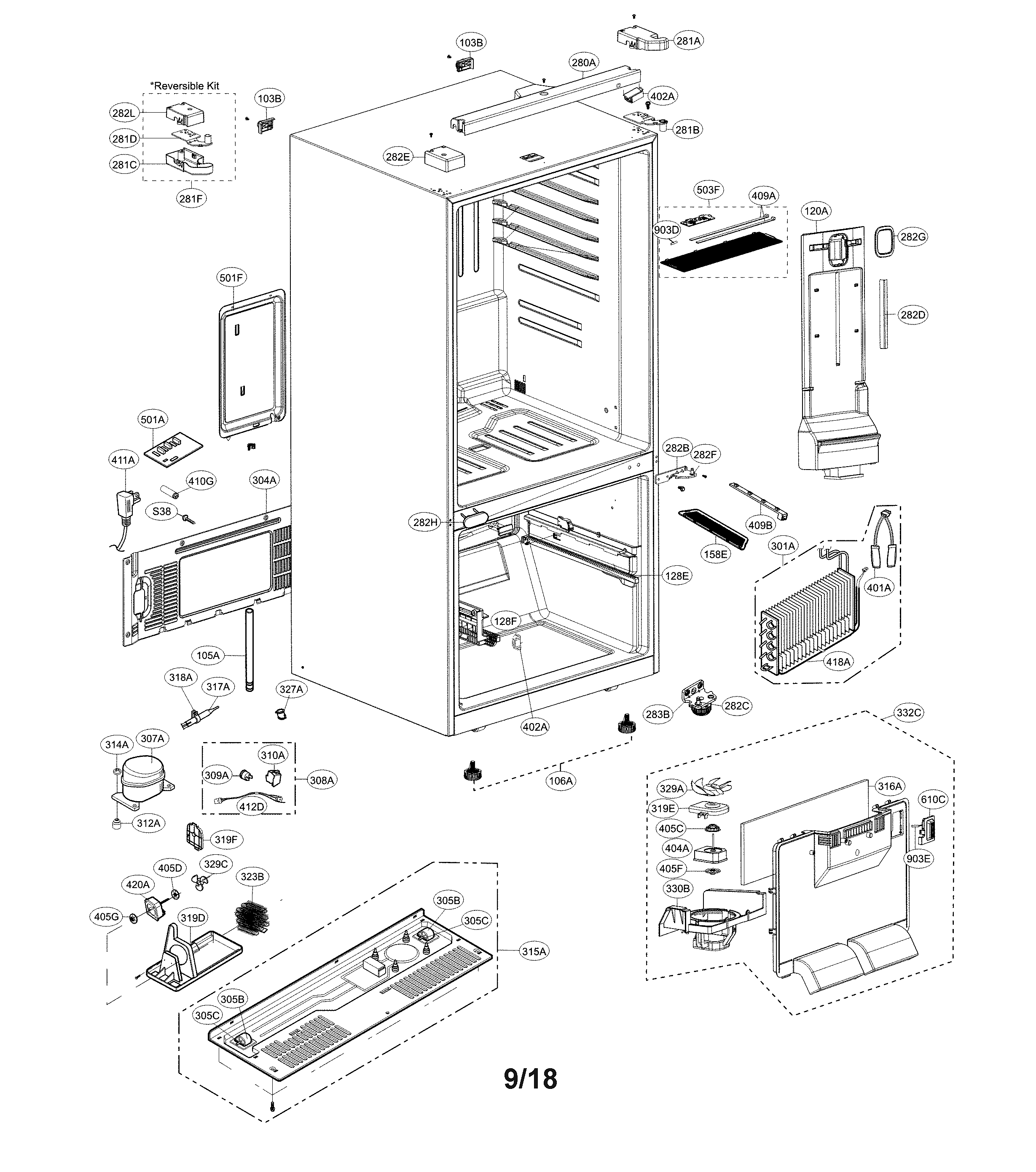 Kenmore 79579412810 case parts diagram