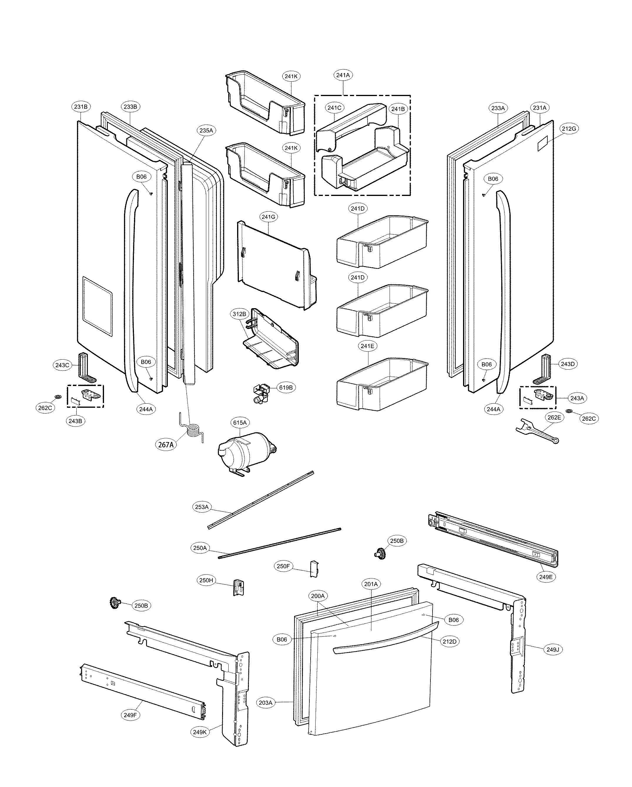 Kenmore 79551733810 door parts diagram