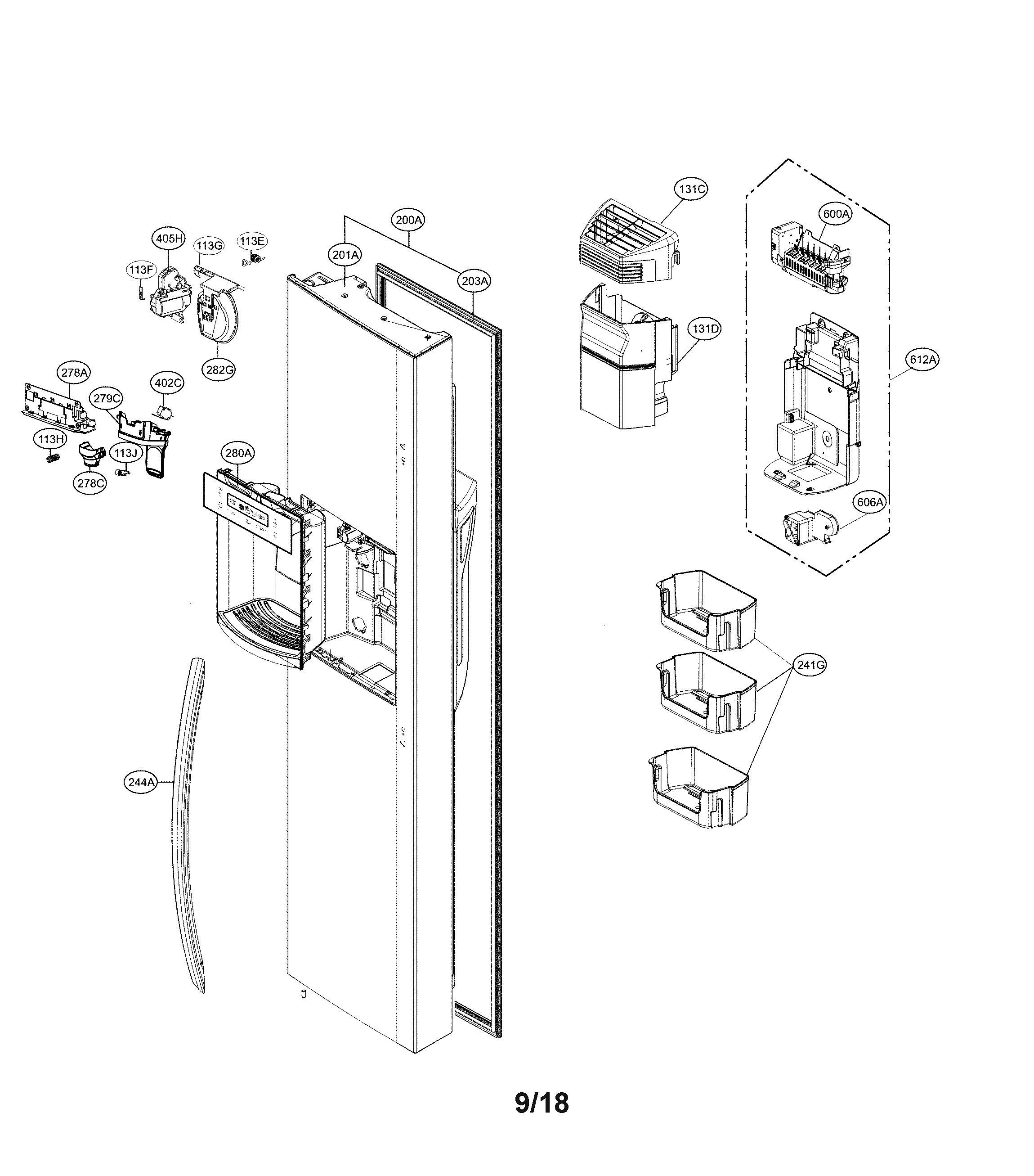 Kenmore 79551737810 freezer door parts diagram