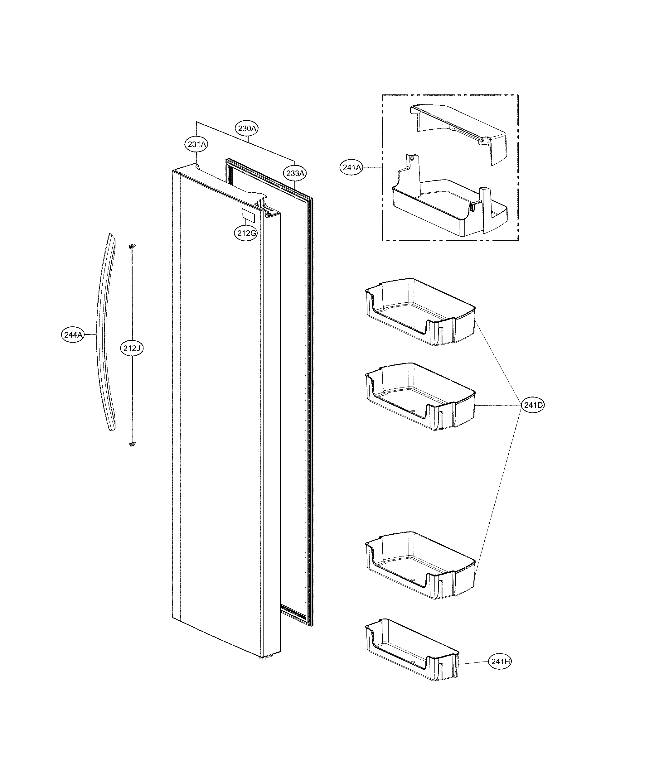 Kenmore 79551737810 refrigerator door parts diagram