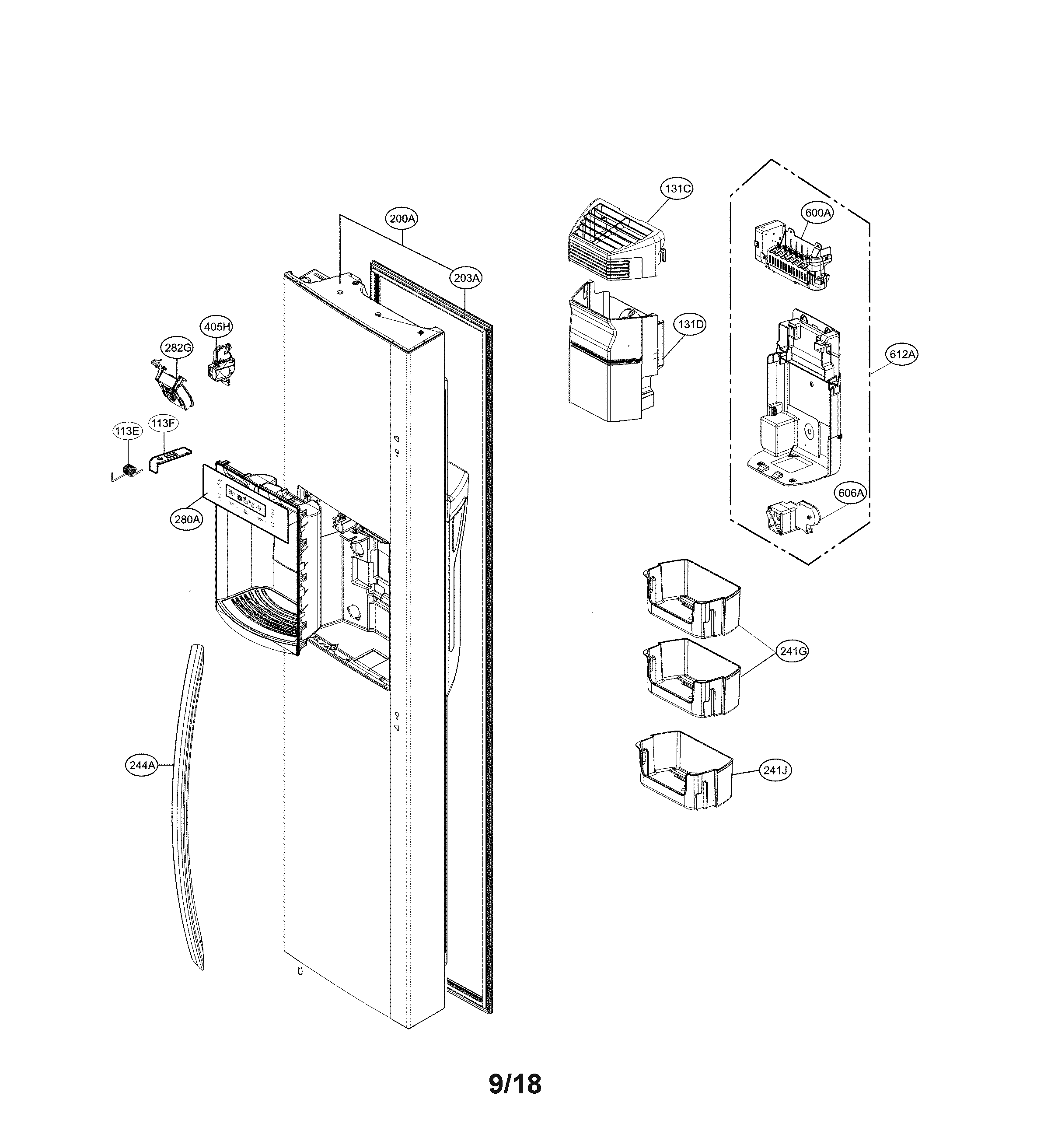 Kenmore Elite 79551853611 freezer door parts diagram
