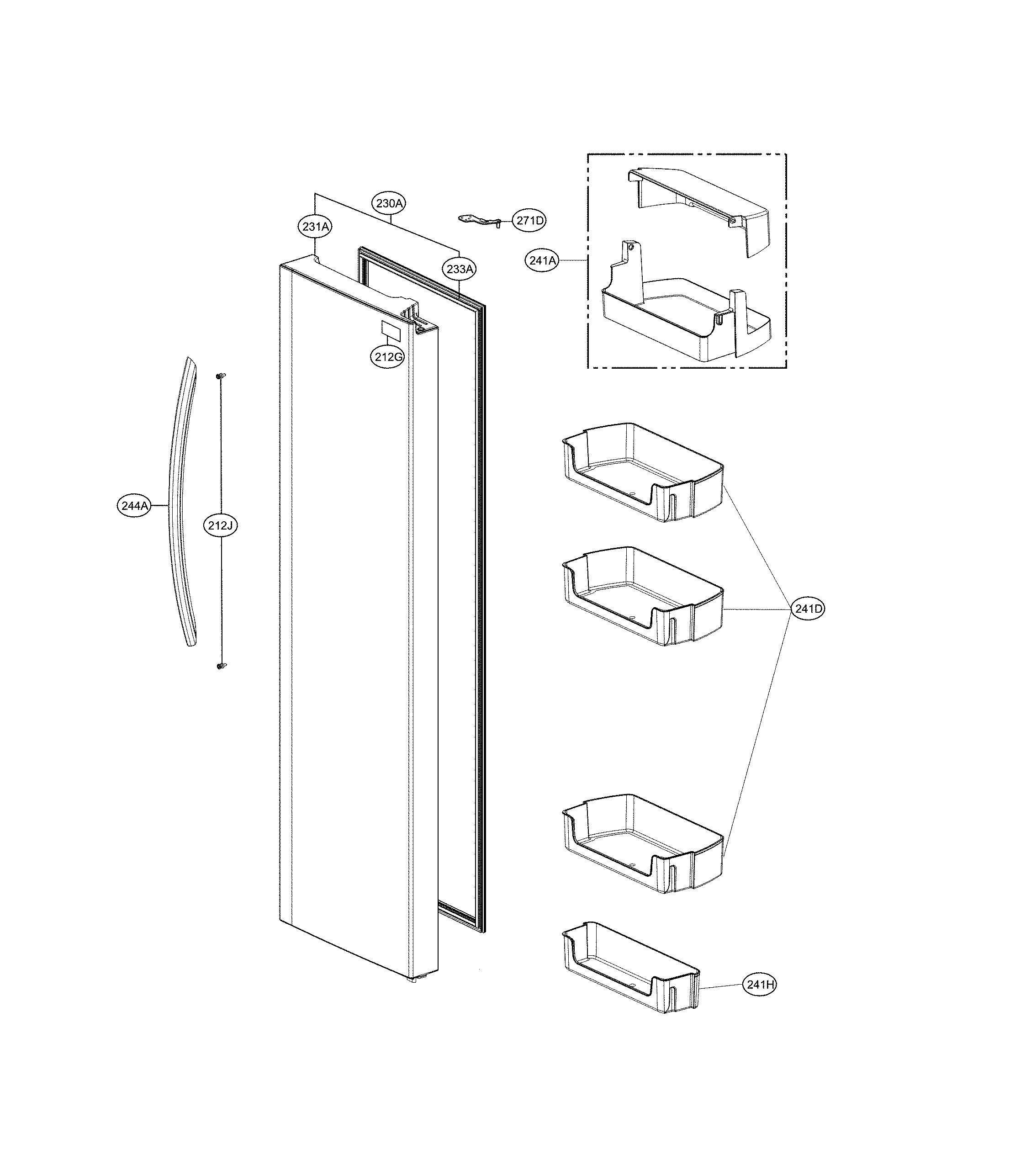 Kenmore Elite 79551853611 refrigerator door parts diagram