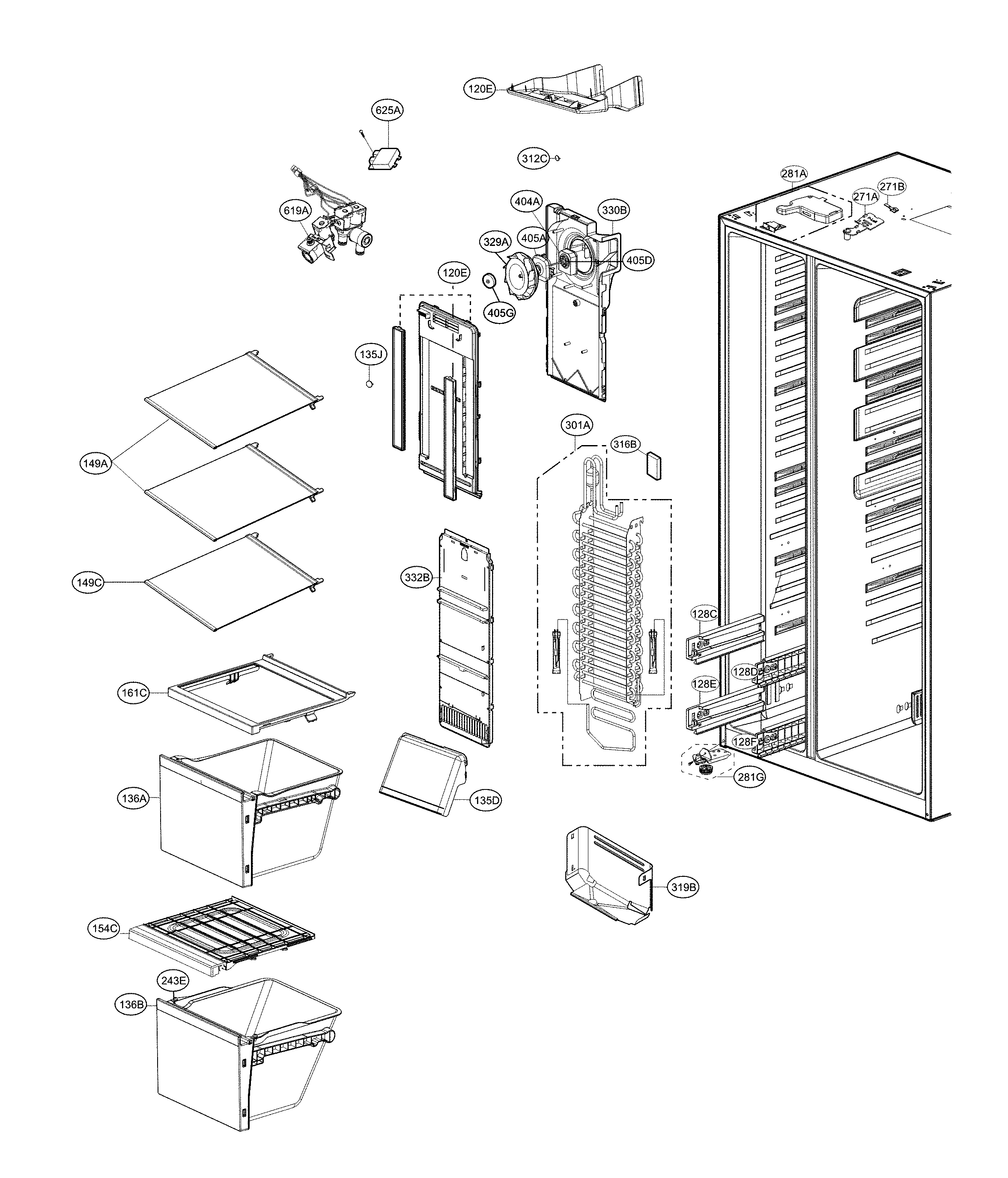 Kenmore Elite 79551853611 freezer parts diagram