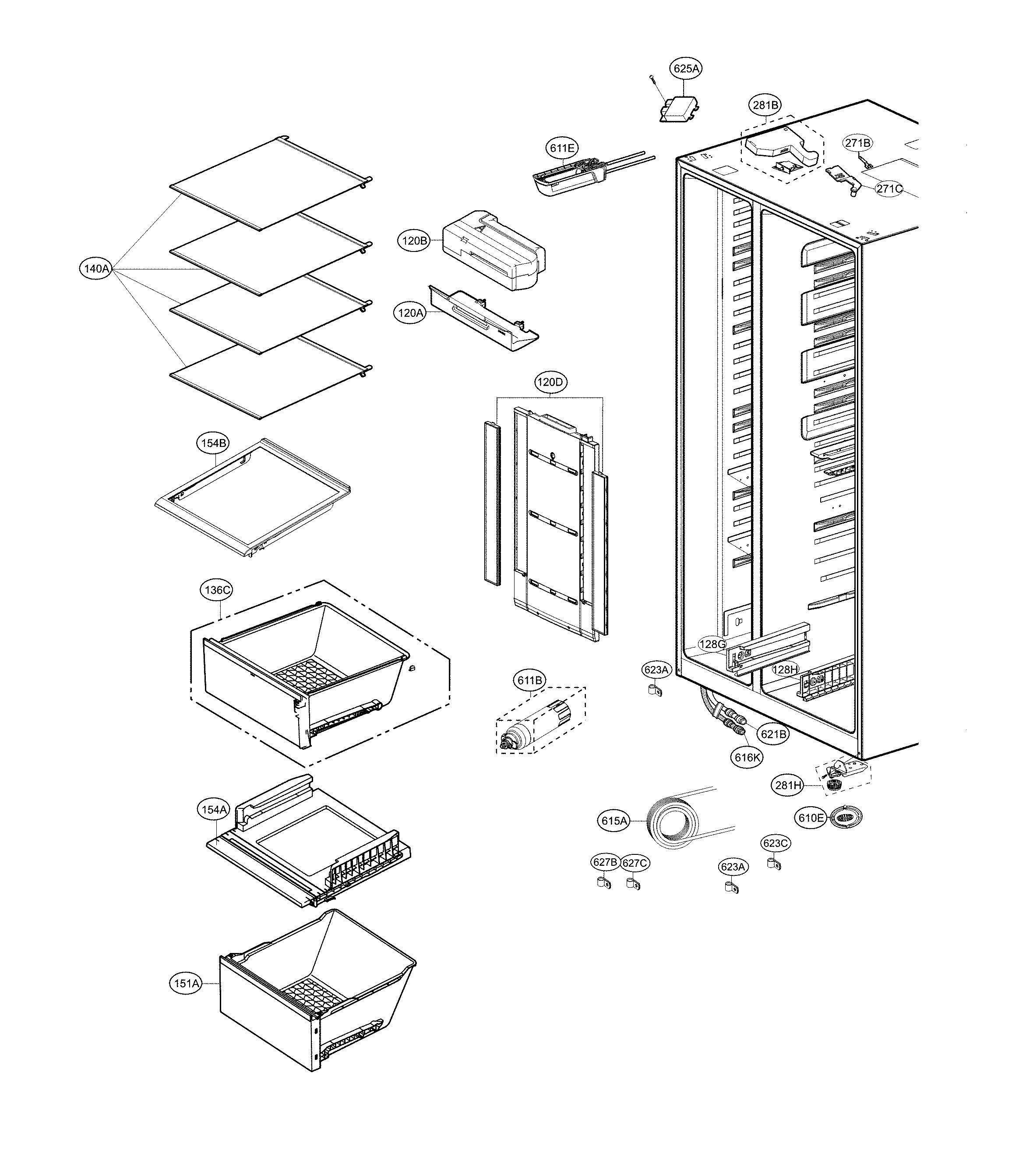 Kenmore Elite 79551853611 refrigerator parts diagram