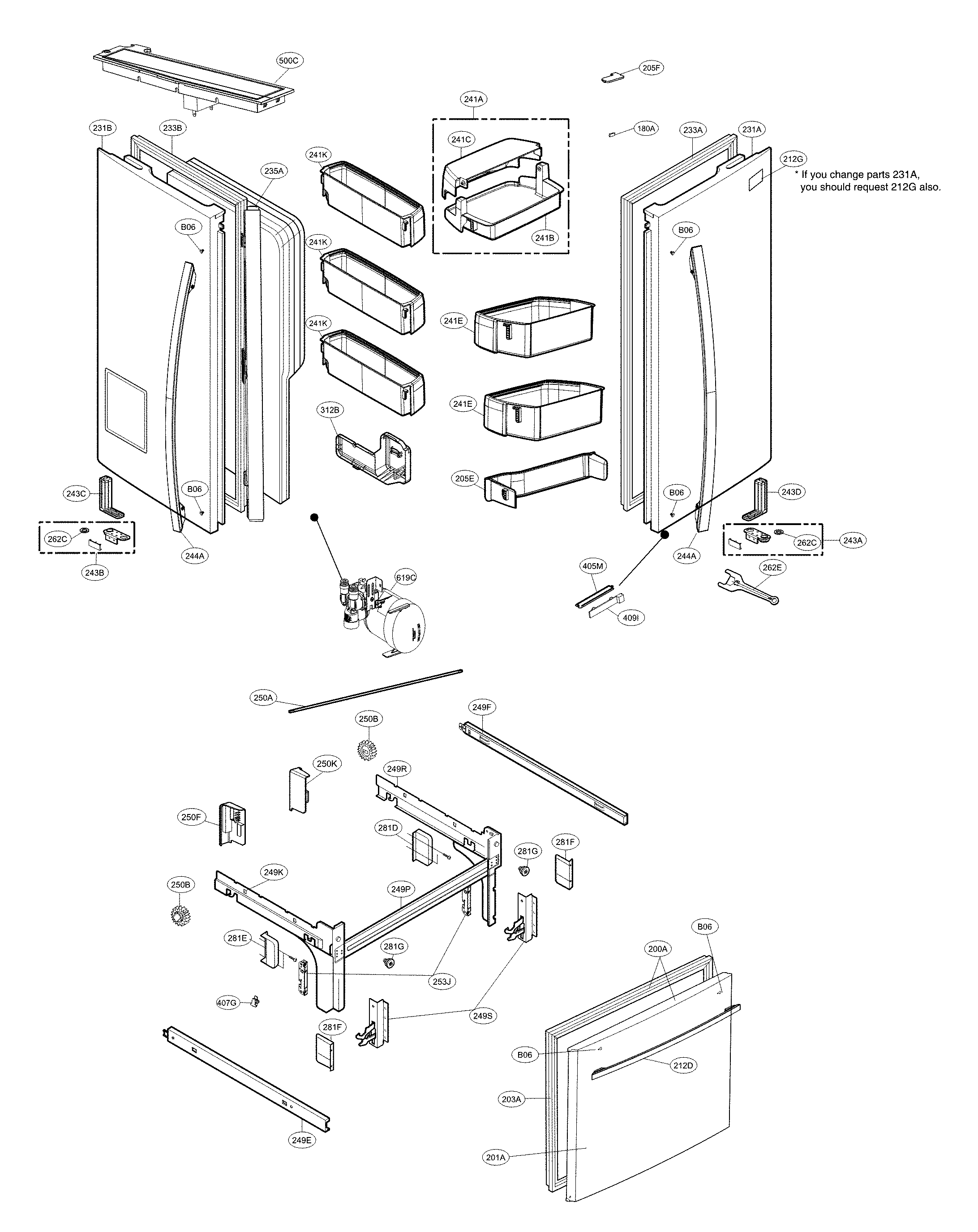 Kenmore Elite 79574113710 door parts diagram
