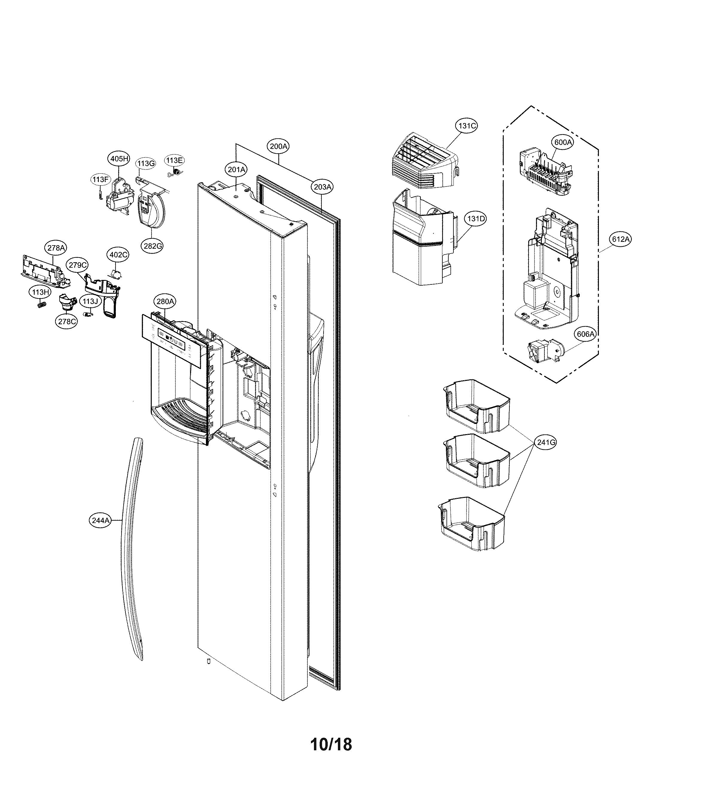 Kenmore 79551832413 freezer door parts diagram