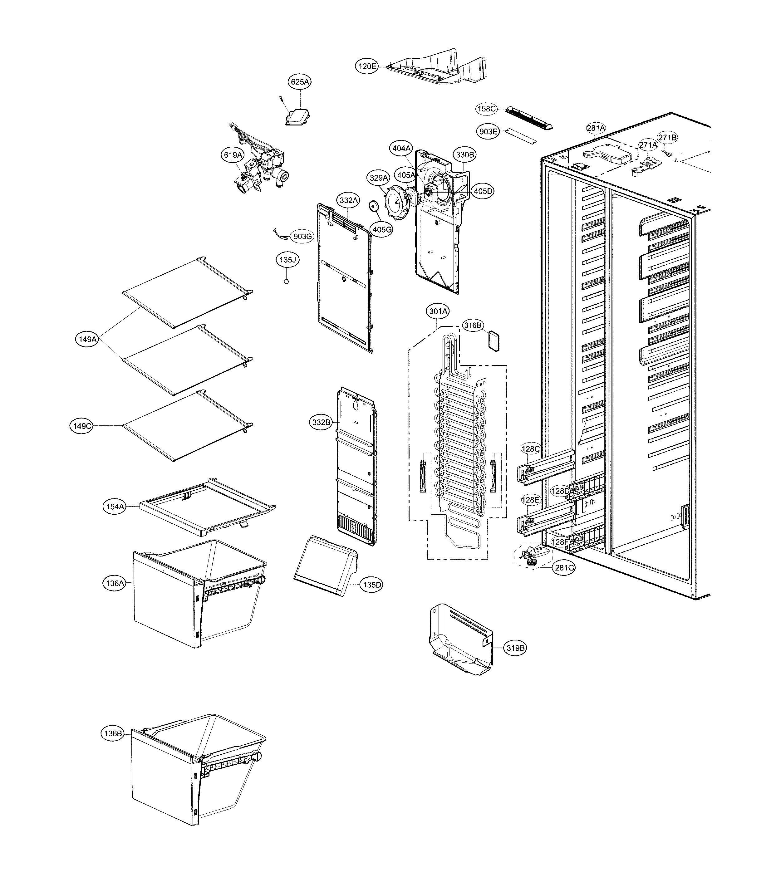 Kenmore 79551832413 freezer parts diagram