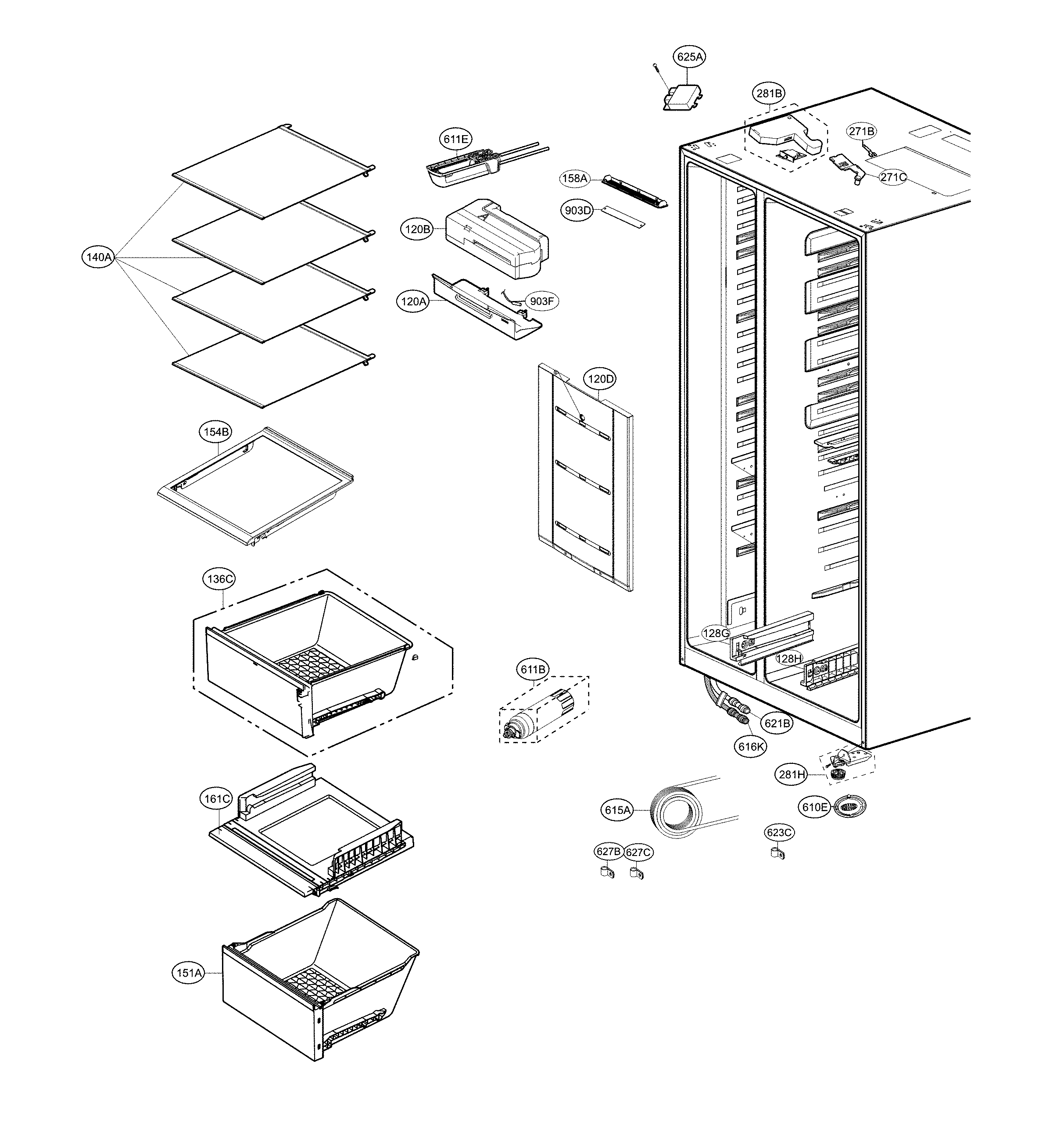 Kenmore 79551832413 refrigerator parts diagram