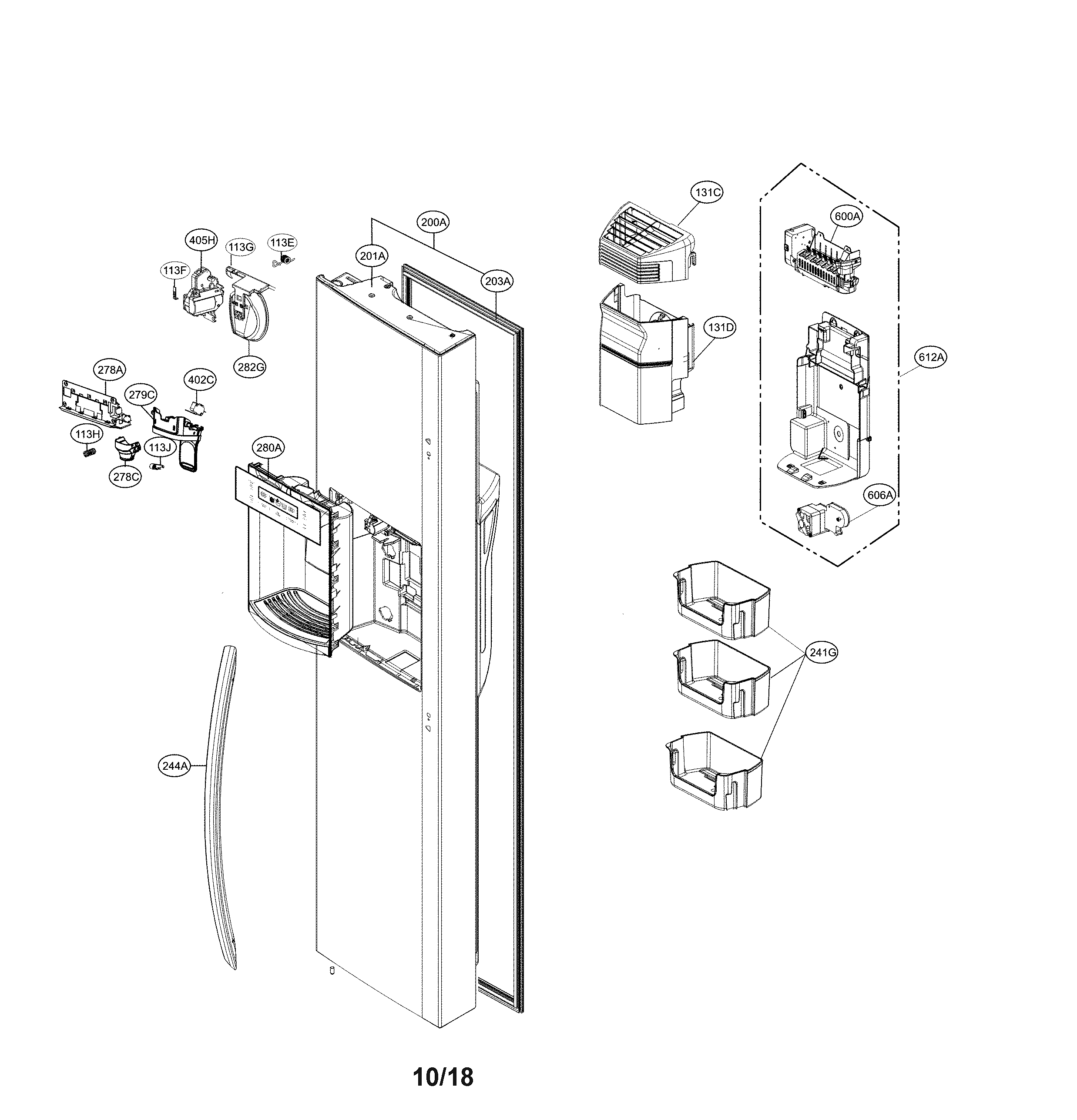 Kenmore 79551839413 freezer door parts diagram