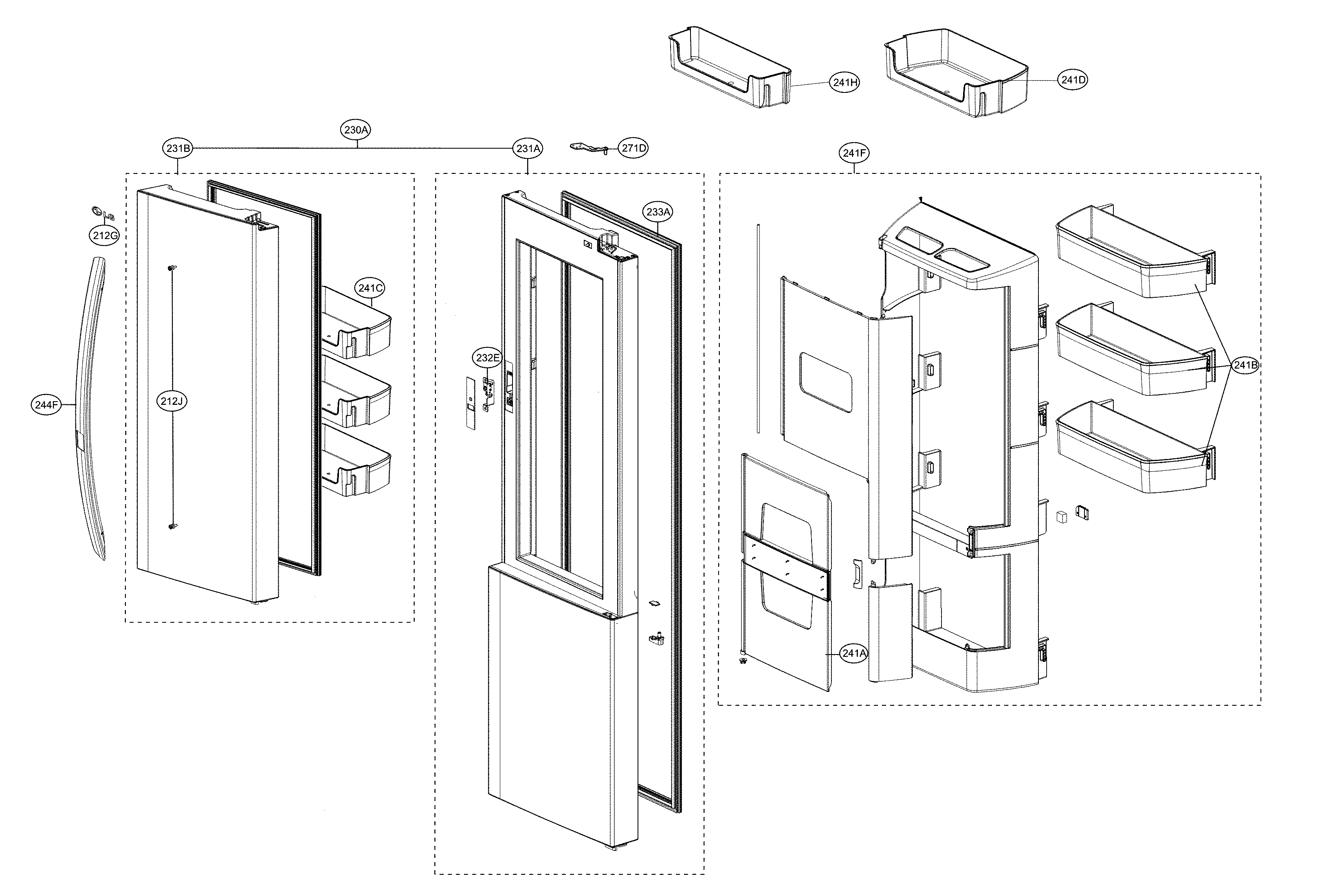 Kenmore 79551839413 refrigerator door parts diagram
