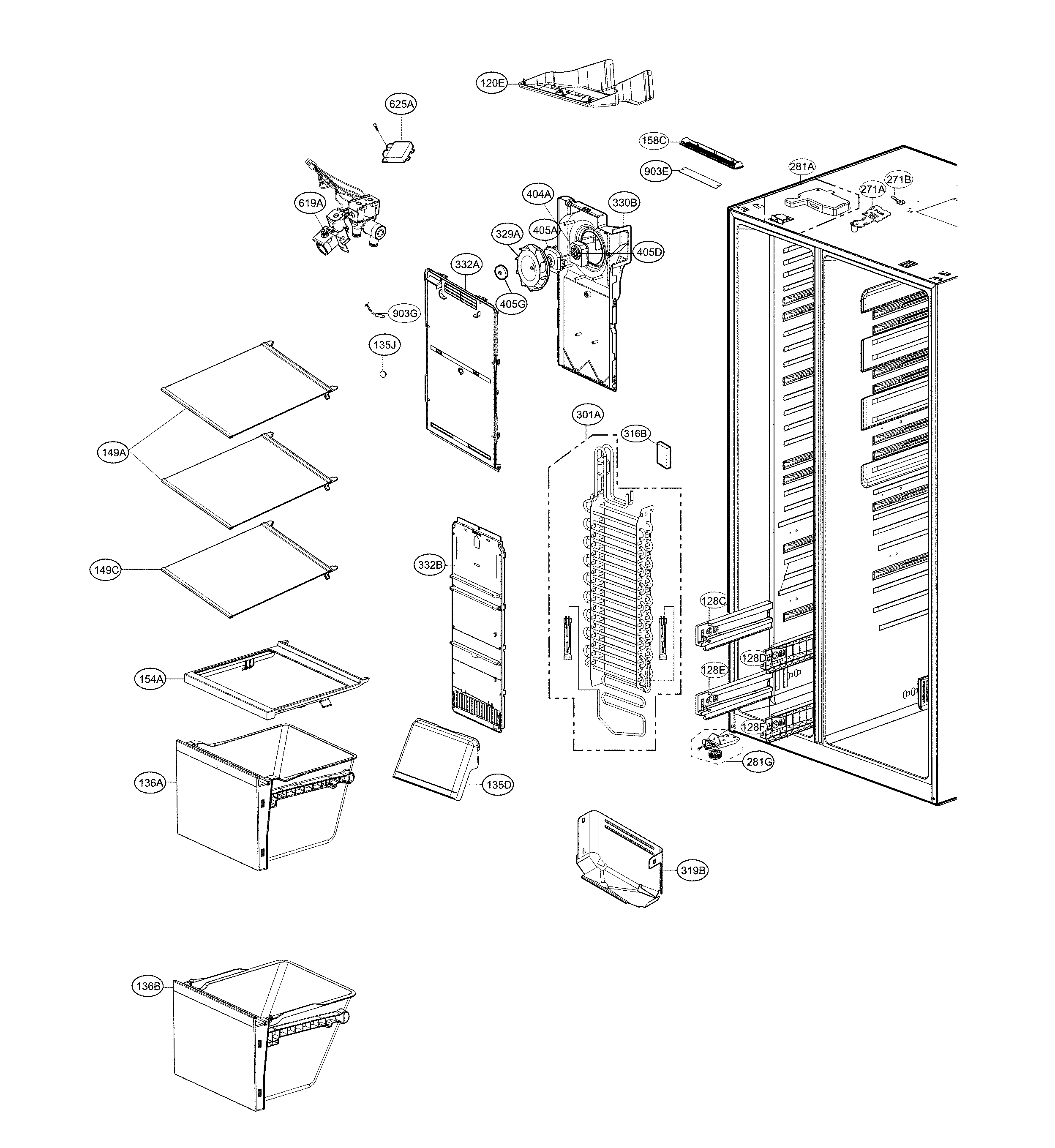 Kenmore 79551839413 freezer parts diagram