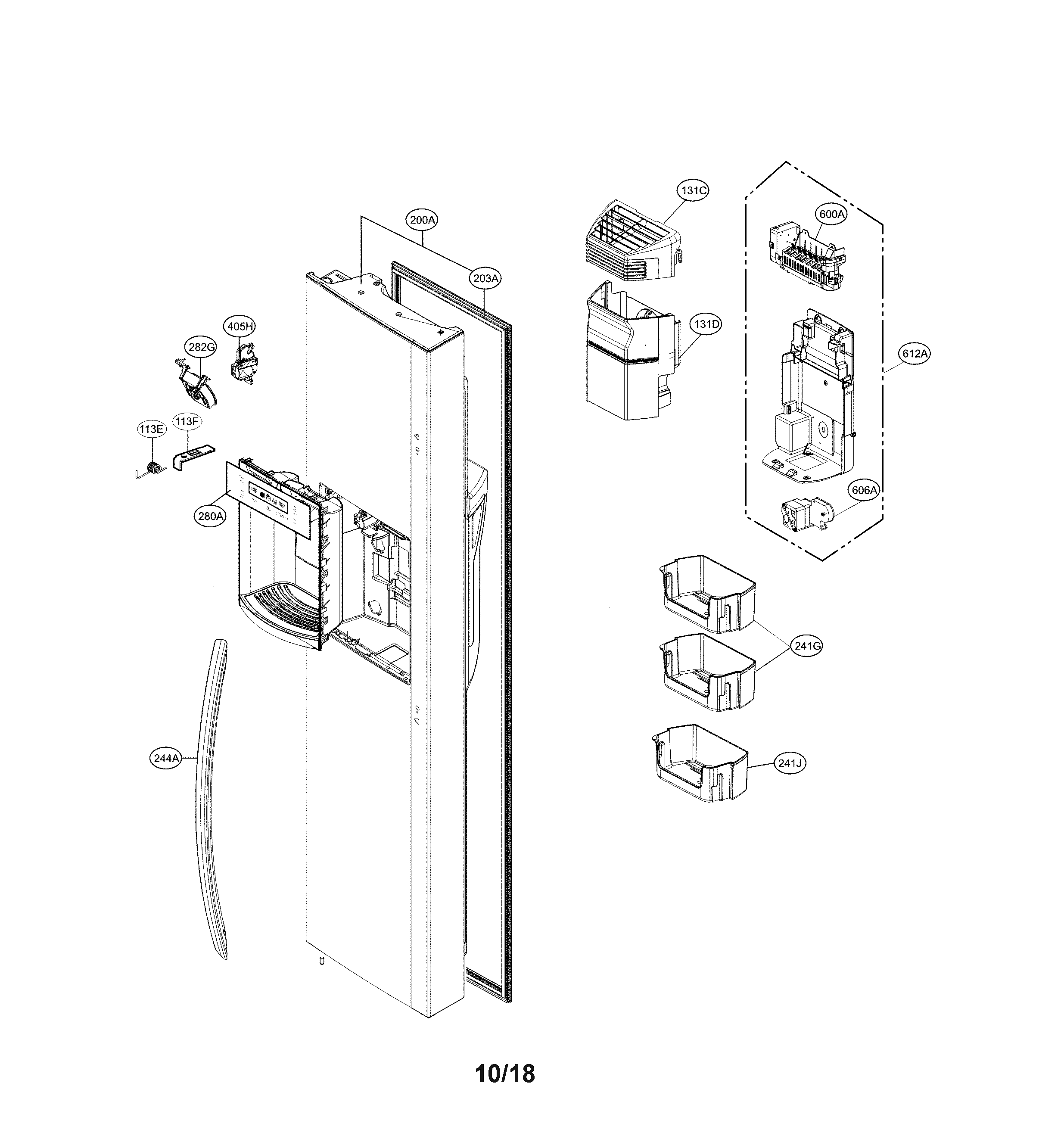 Kenmore Elite 79551869611 freezer door parts diagram