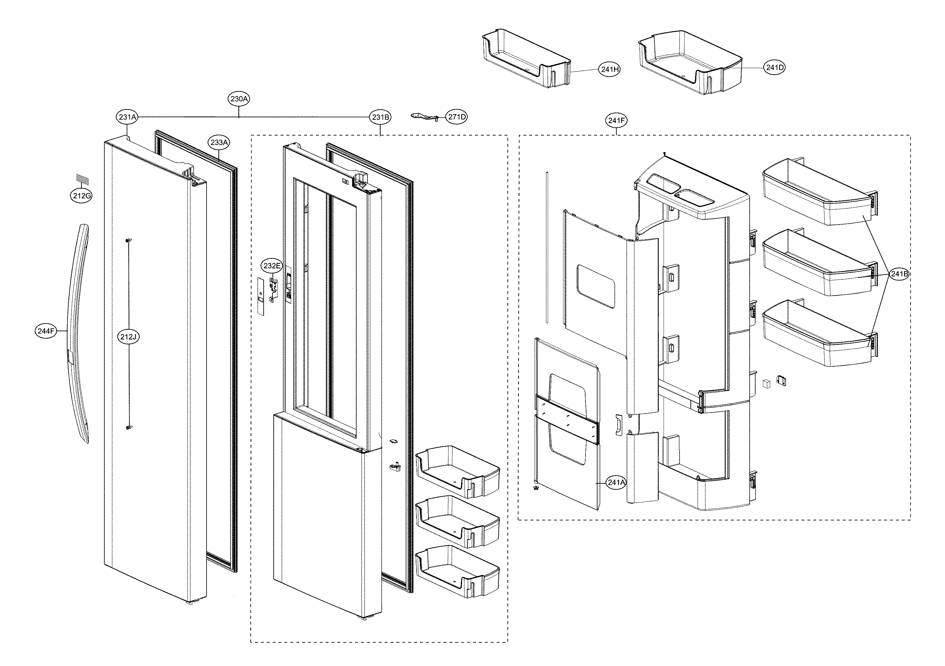 Kenmore Elite 79551869611 refrigerator door parts diagram