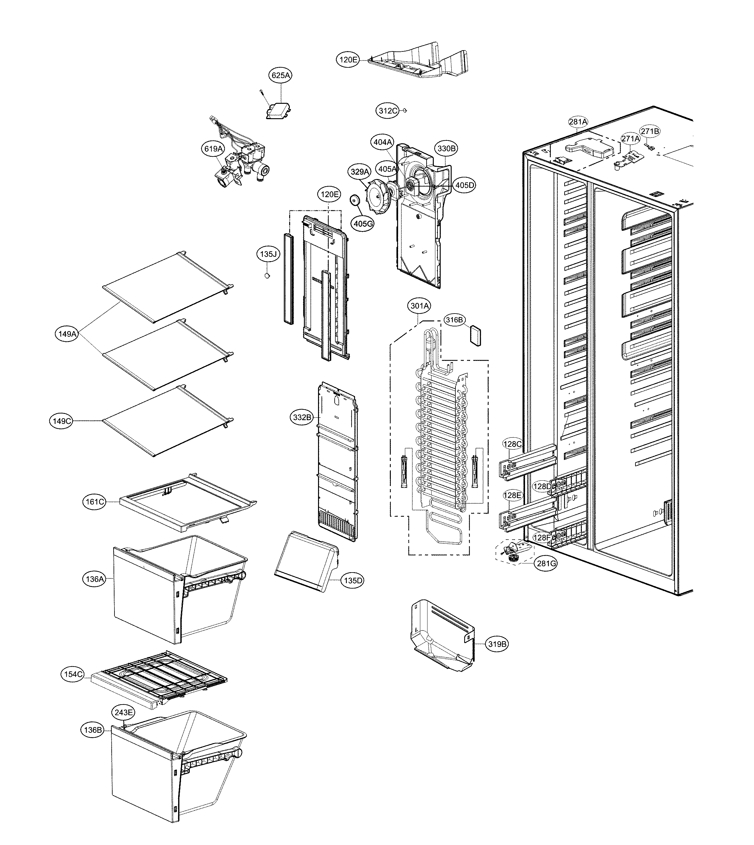 Kenmore Elite 79551869611 freezer parts diagram
