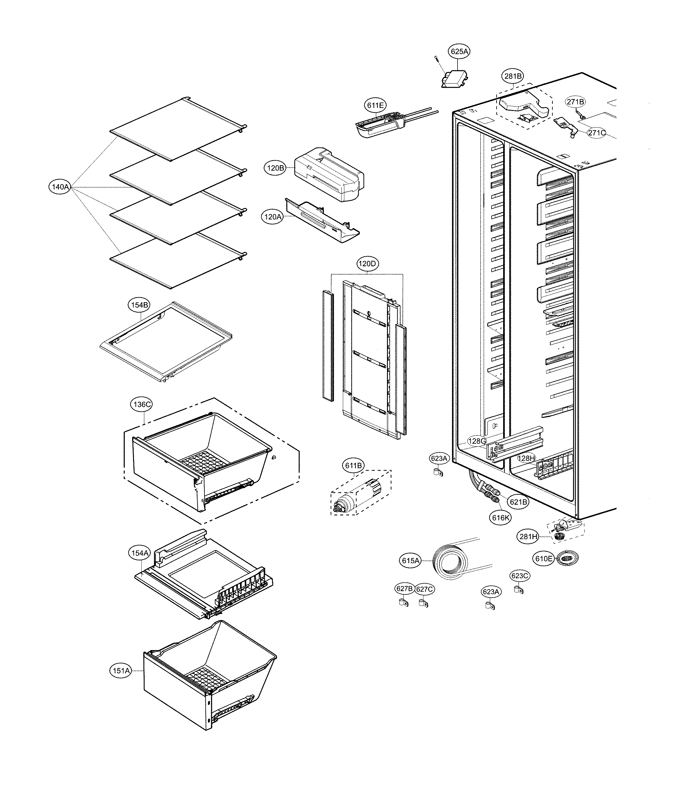 Kenmore Elite 79551869611 refrigerator parts diagram