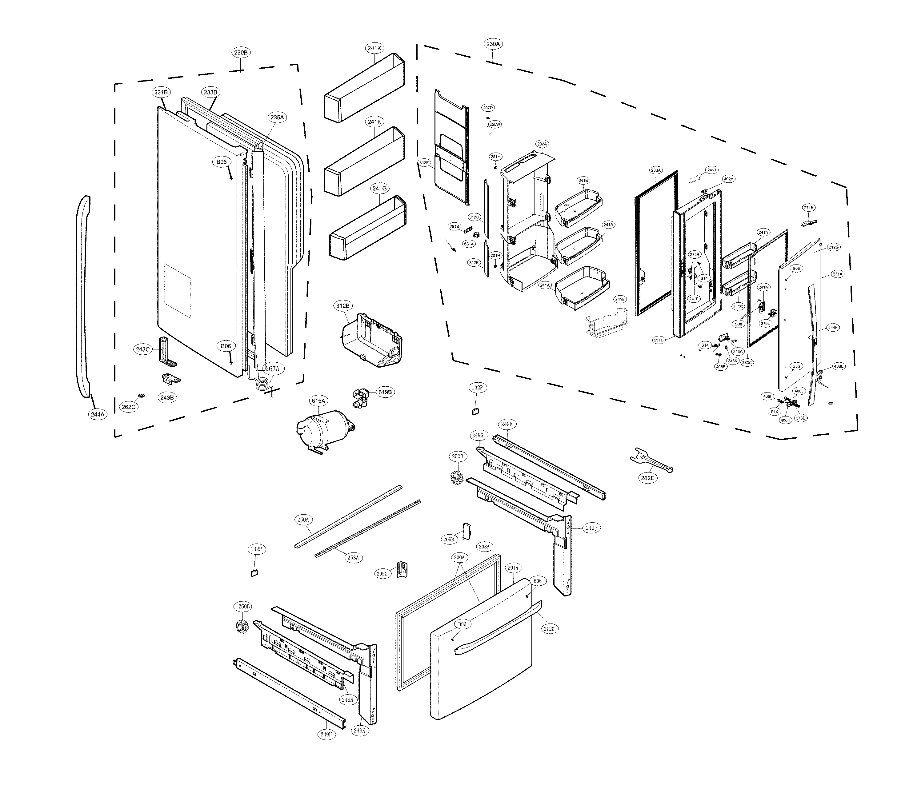 Kenmore 79570339411 door parts diagram