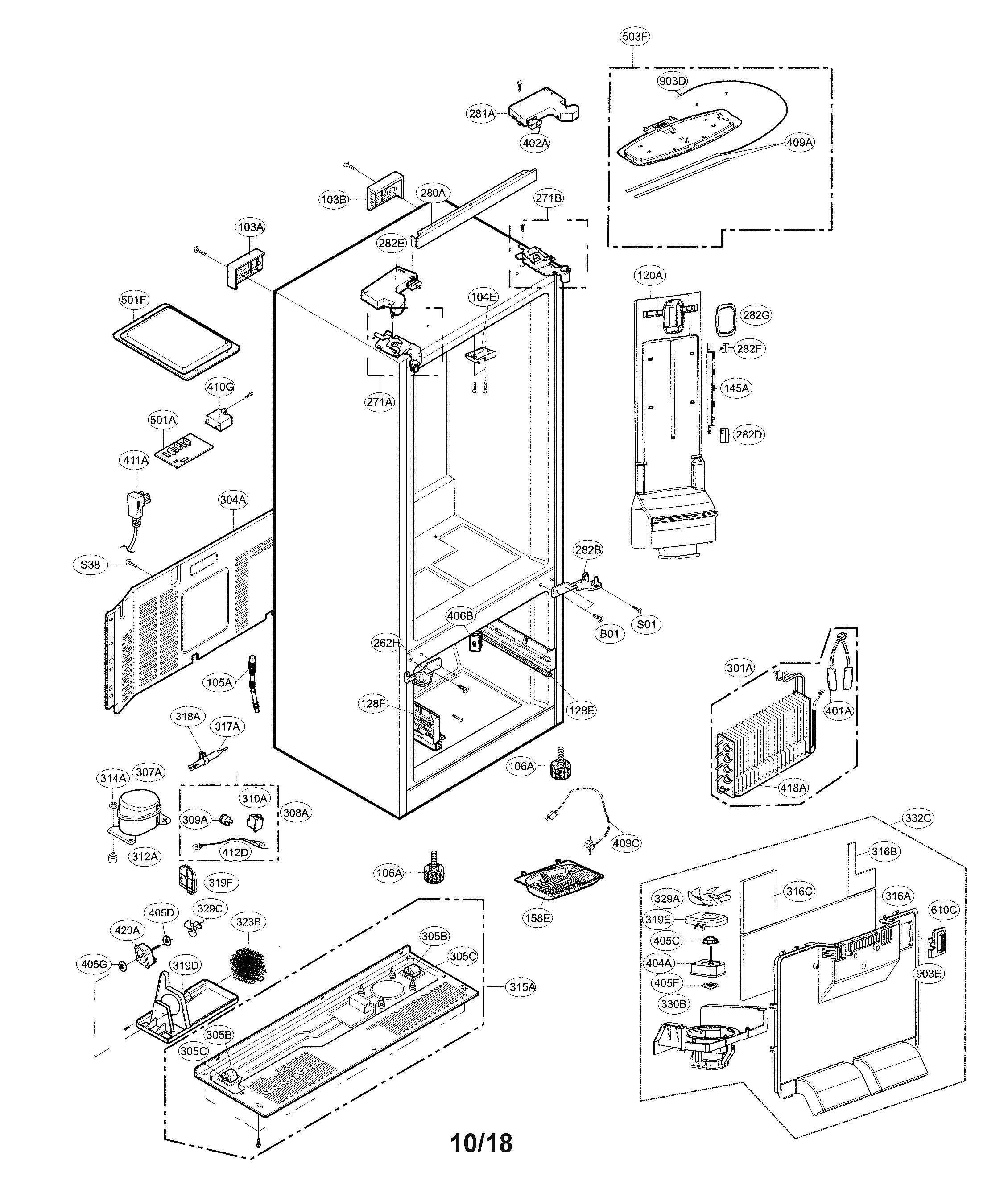 Kenmore 79571312311 case parts diagram