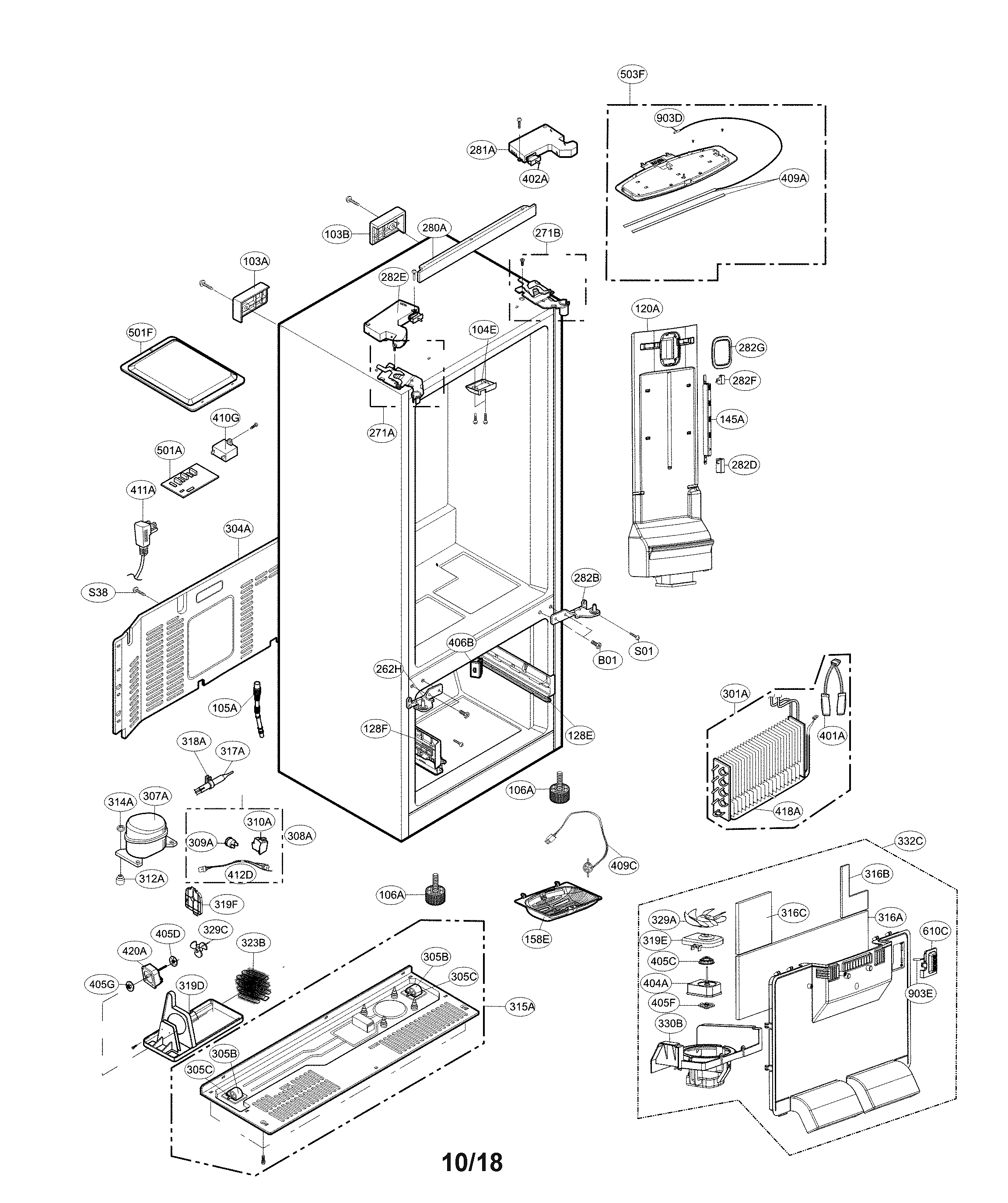 Kenmore 79571313313 case parts diagram