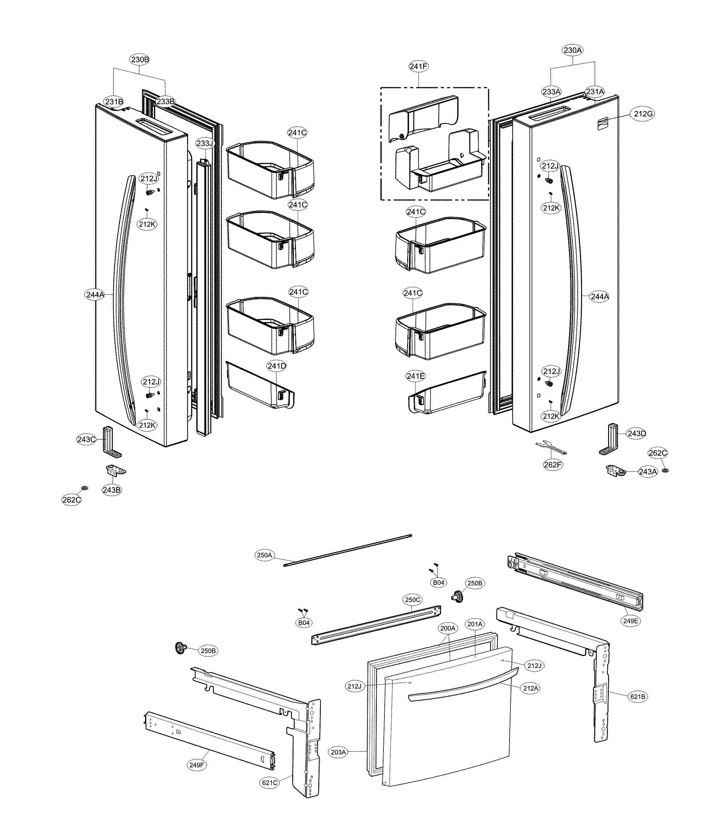 Kenmore 79571313313 door parts diagram