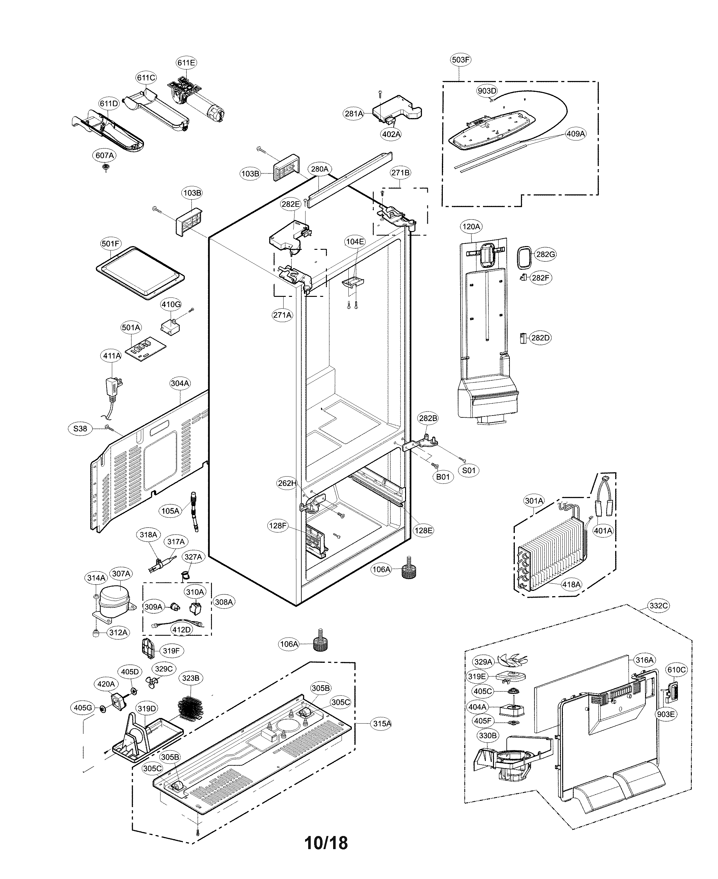 Kenmore Elite 79571323412 case parts diagram