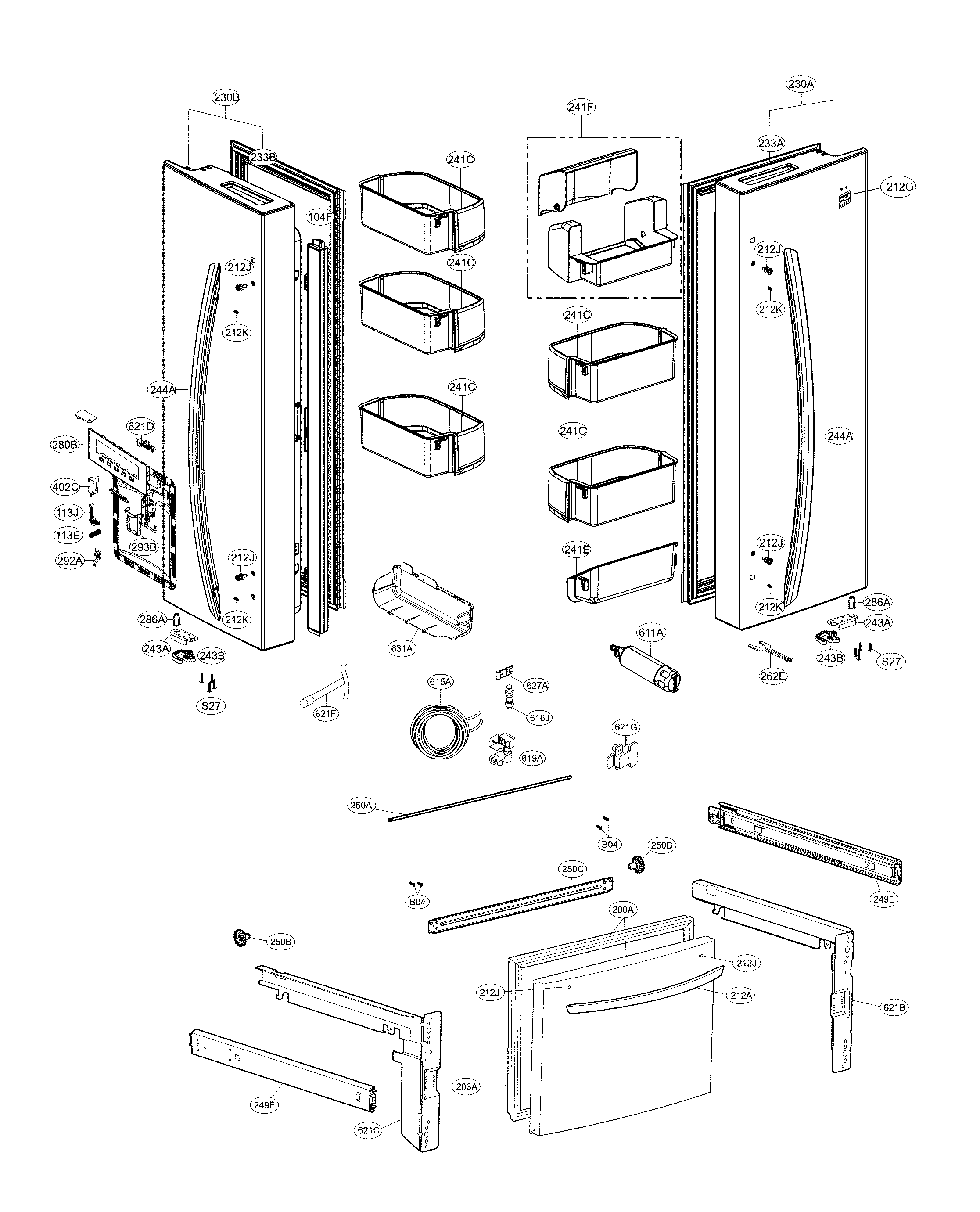 Kenmore Elite 79571323412 door parts diagram