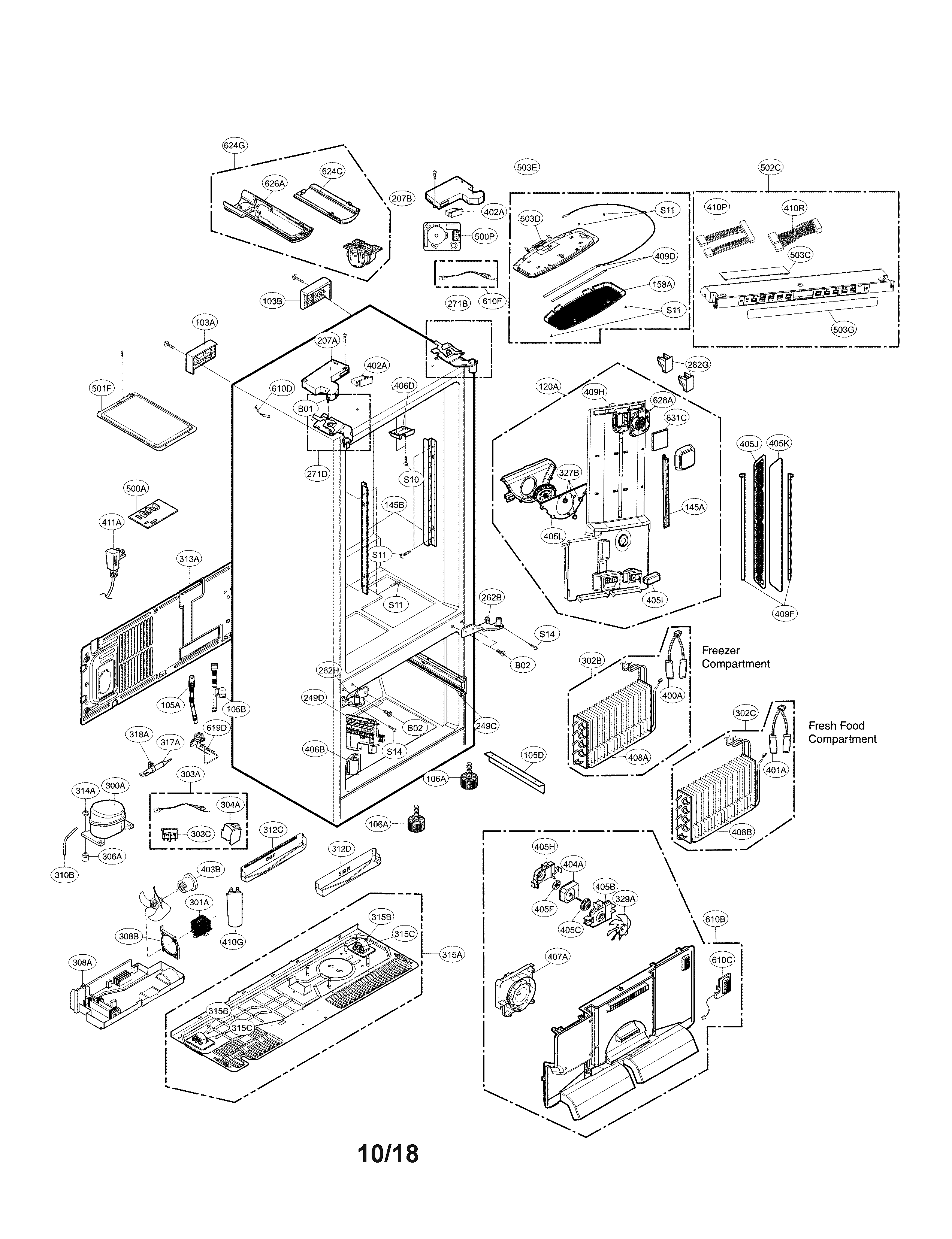 Kenmore Elite 79574073810 case parts diagram