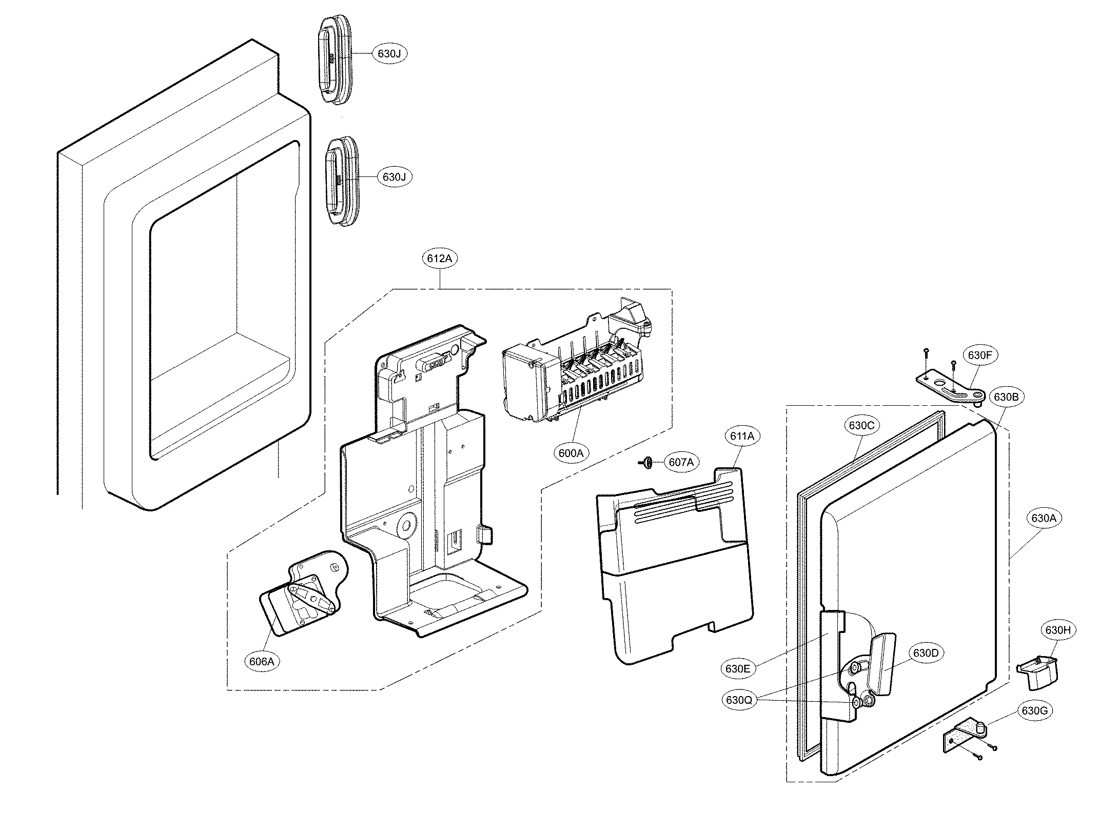 Kenmore Elite 79574073810 ice maker parts diagram