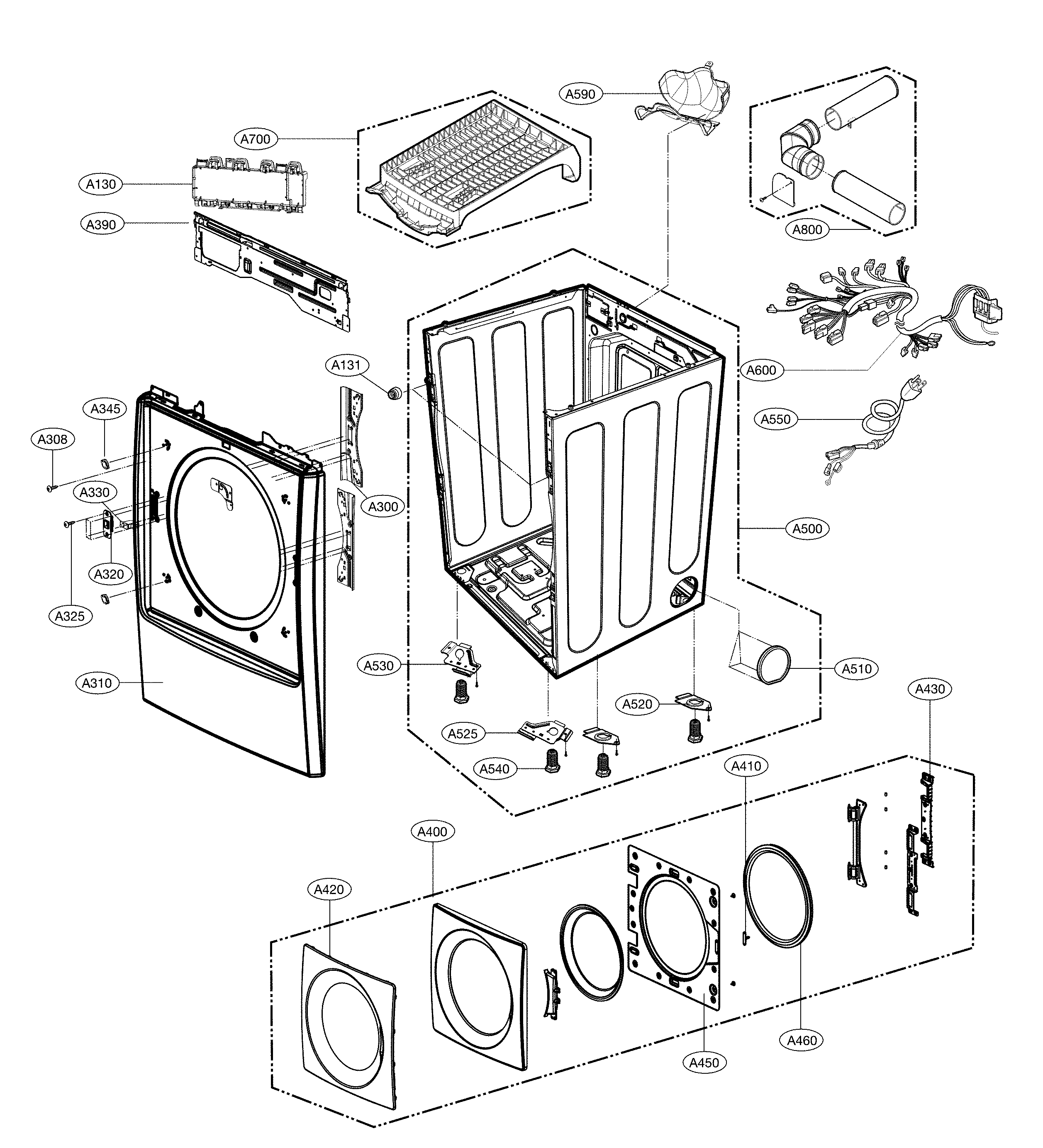 Kenmore Elite 79691542210 cabinet and door part diagram