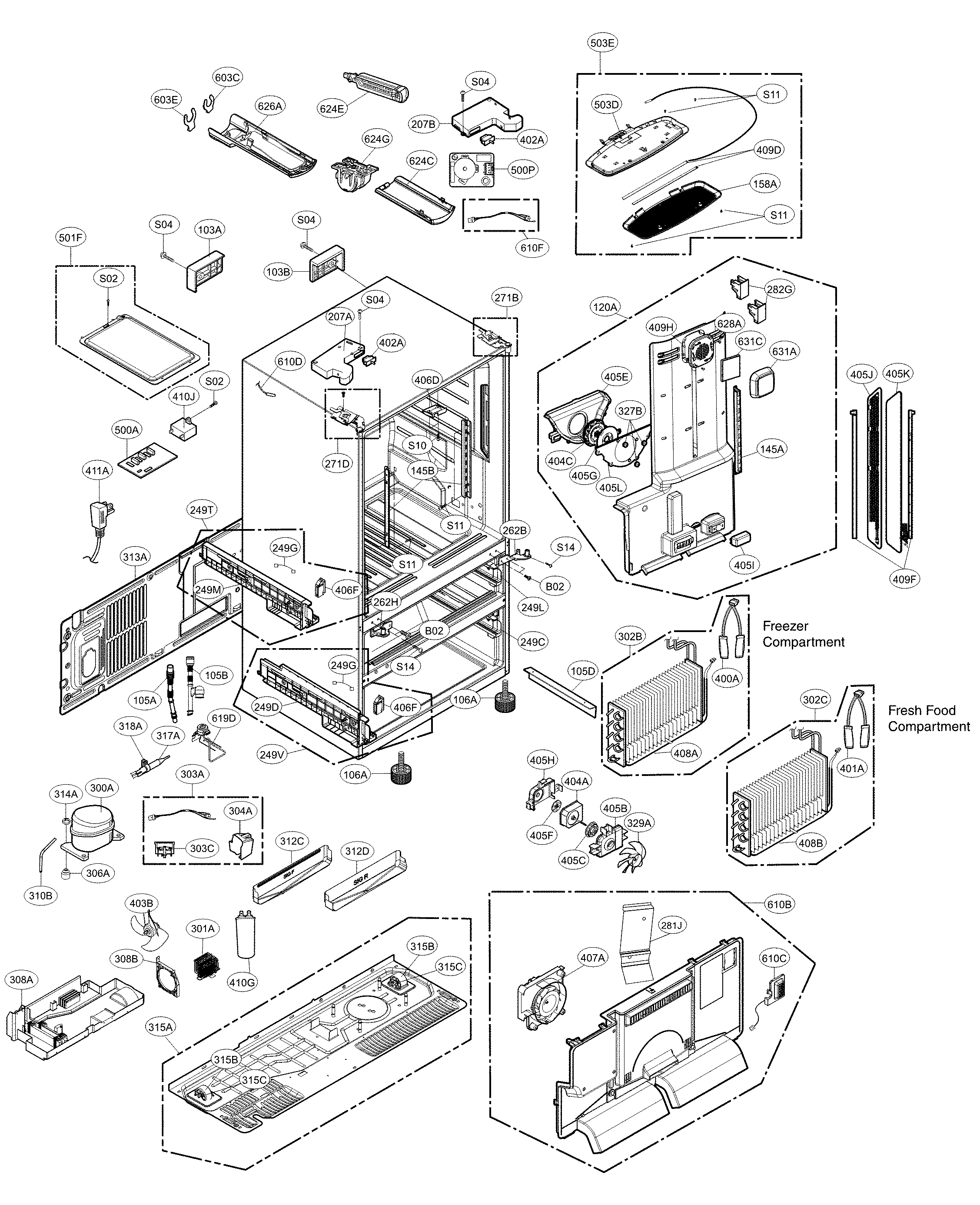 Kenmore Elite 79572183313 case parts diagram