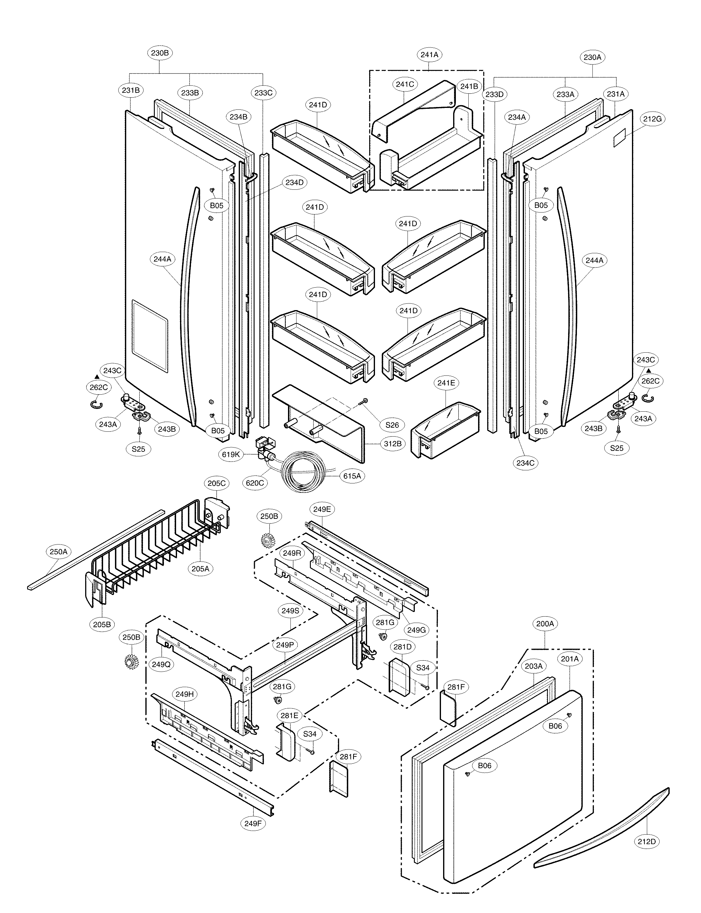 Kenmore Elite 79578542806 door parts diagram