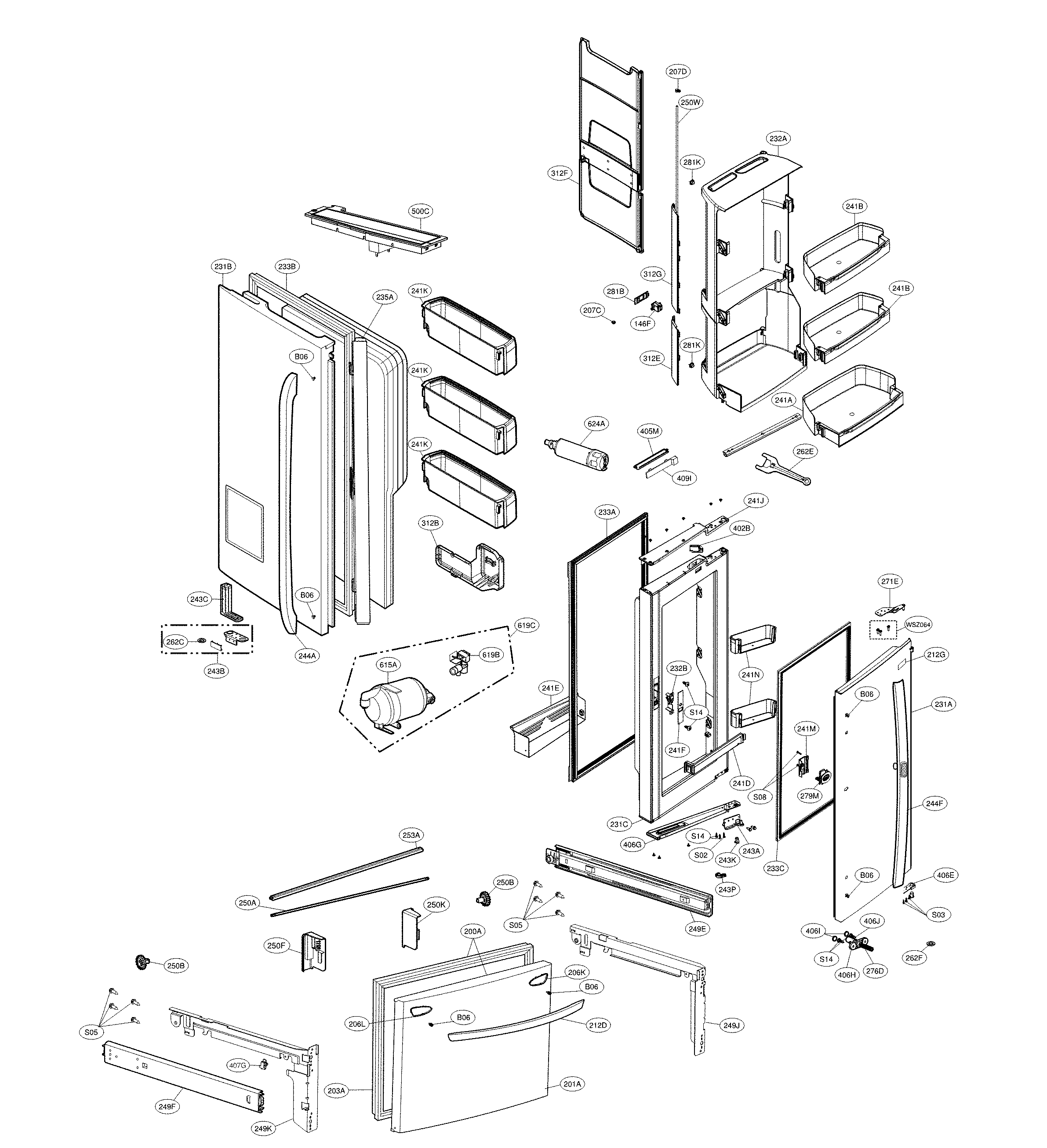 LG LFXS30766D/01 door parts diagram