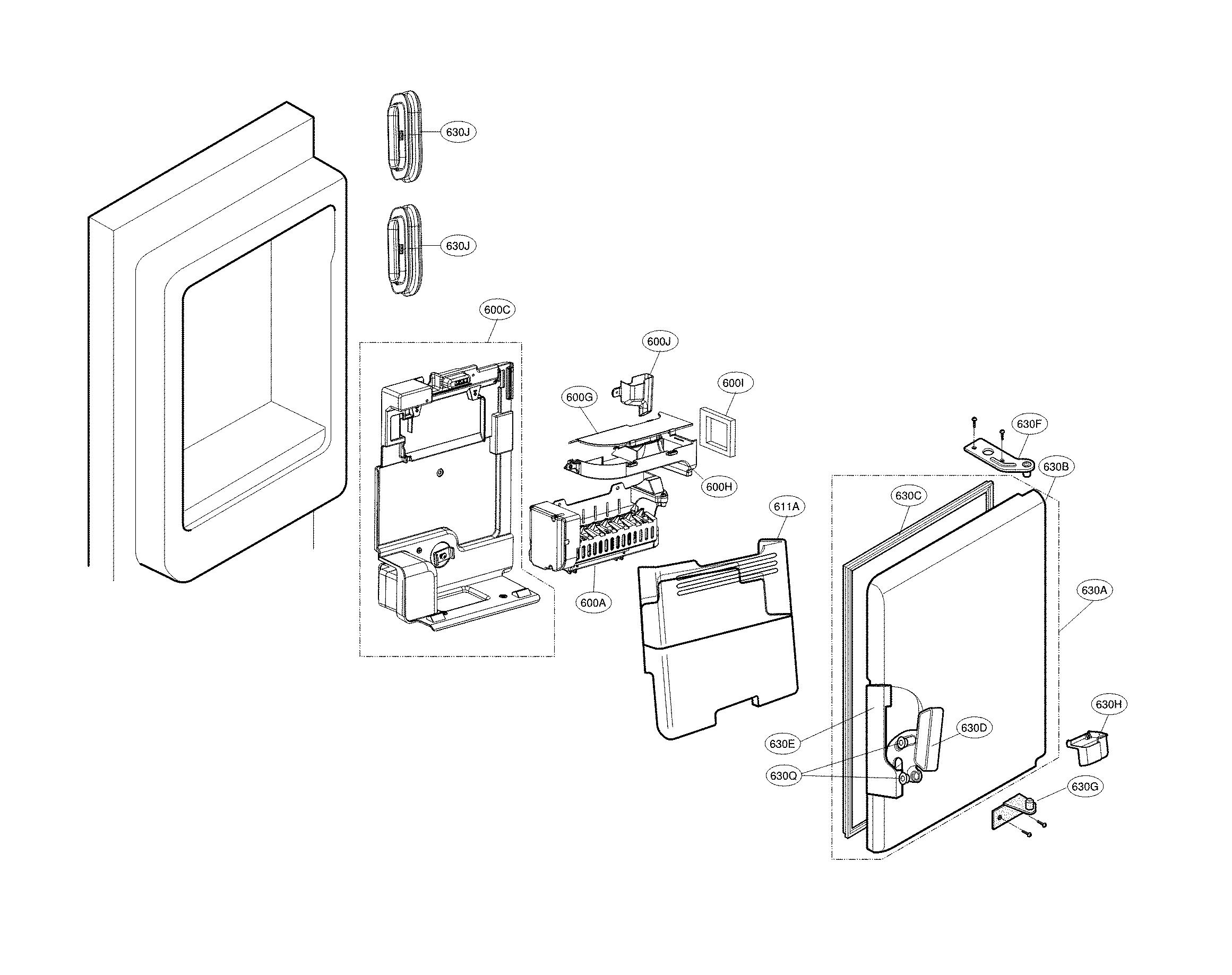 LG LFXS30766D/01 ice maker & ice bin parts diagram