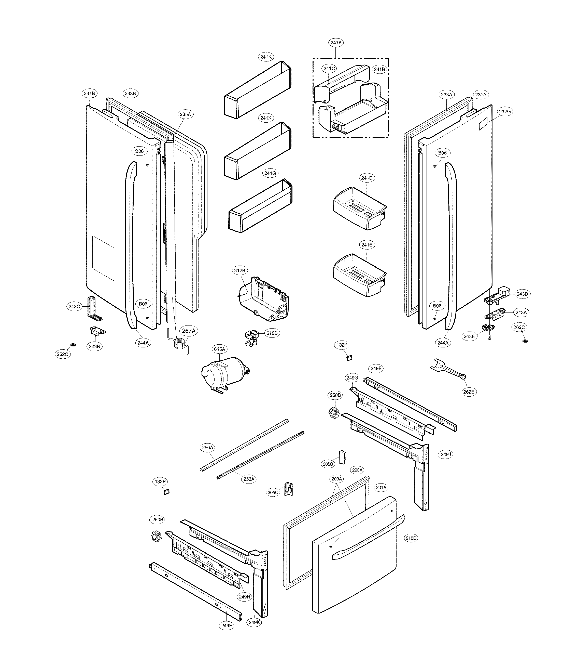 LG LFX25973ST/05 door parts diagram