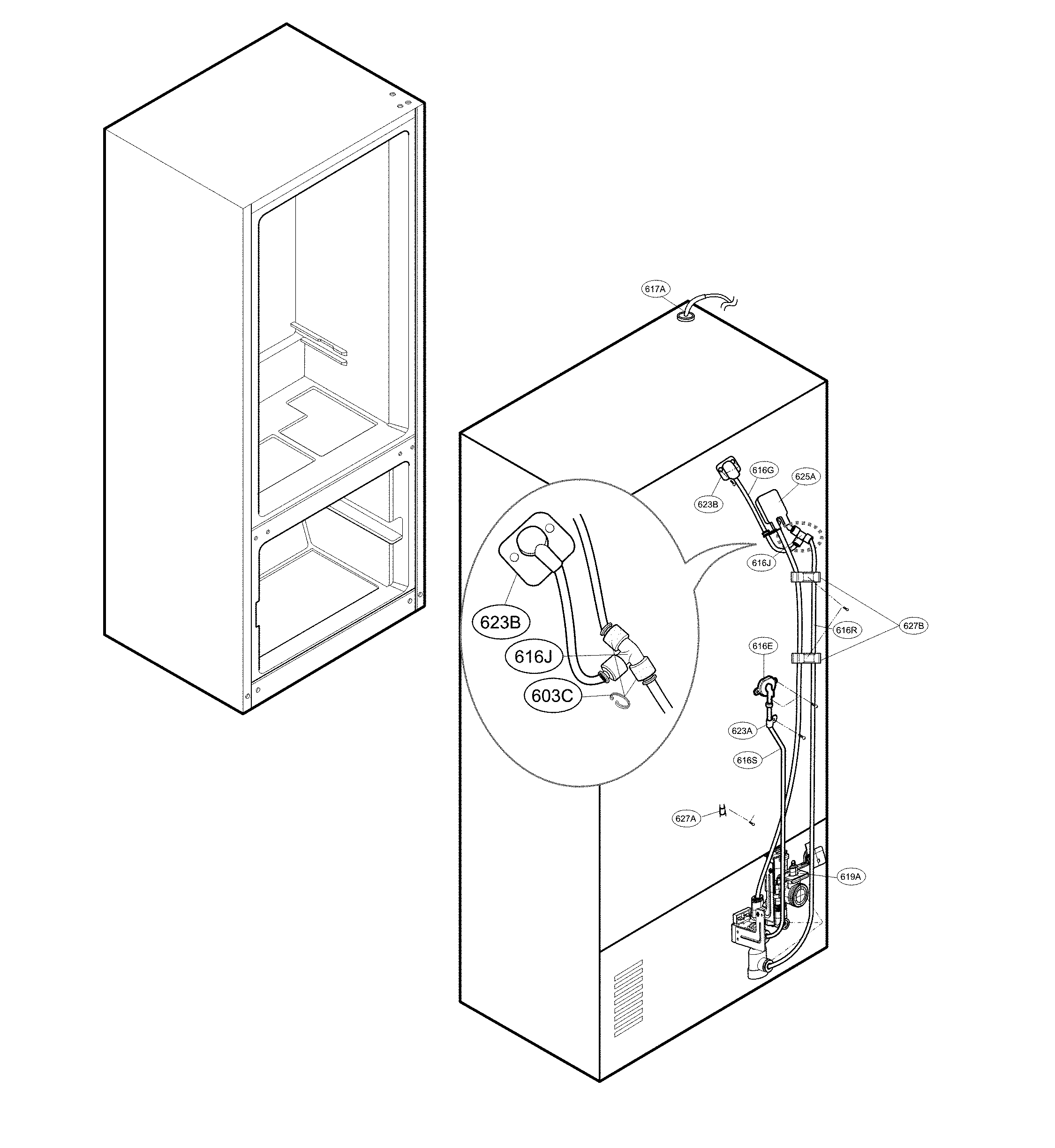 LG LFX25973ST/05 valve and water tube parts diagram