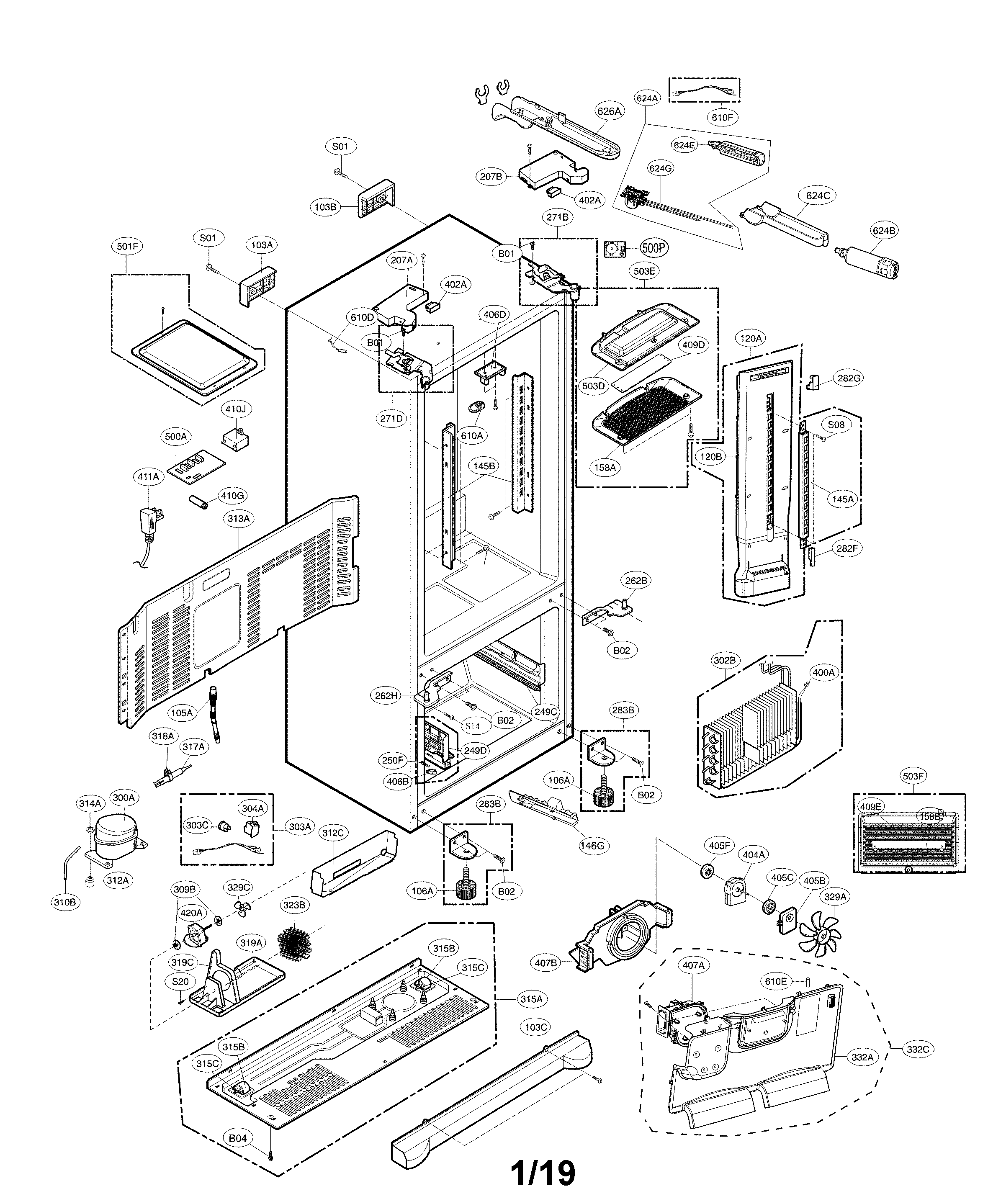 LG LFX21976ST/07 case parts diagram