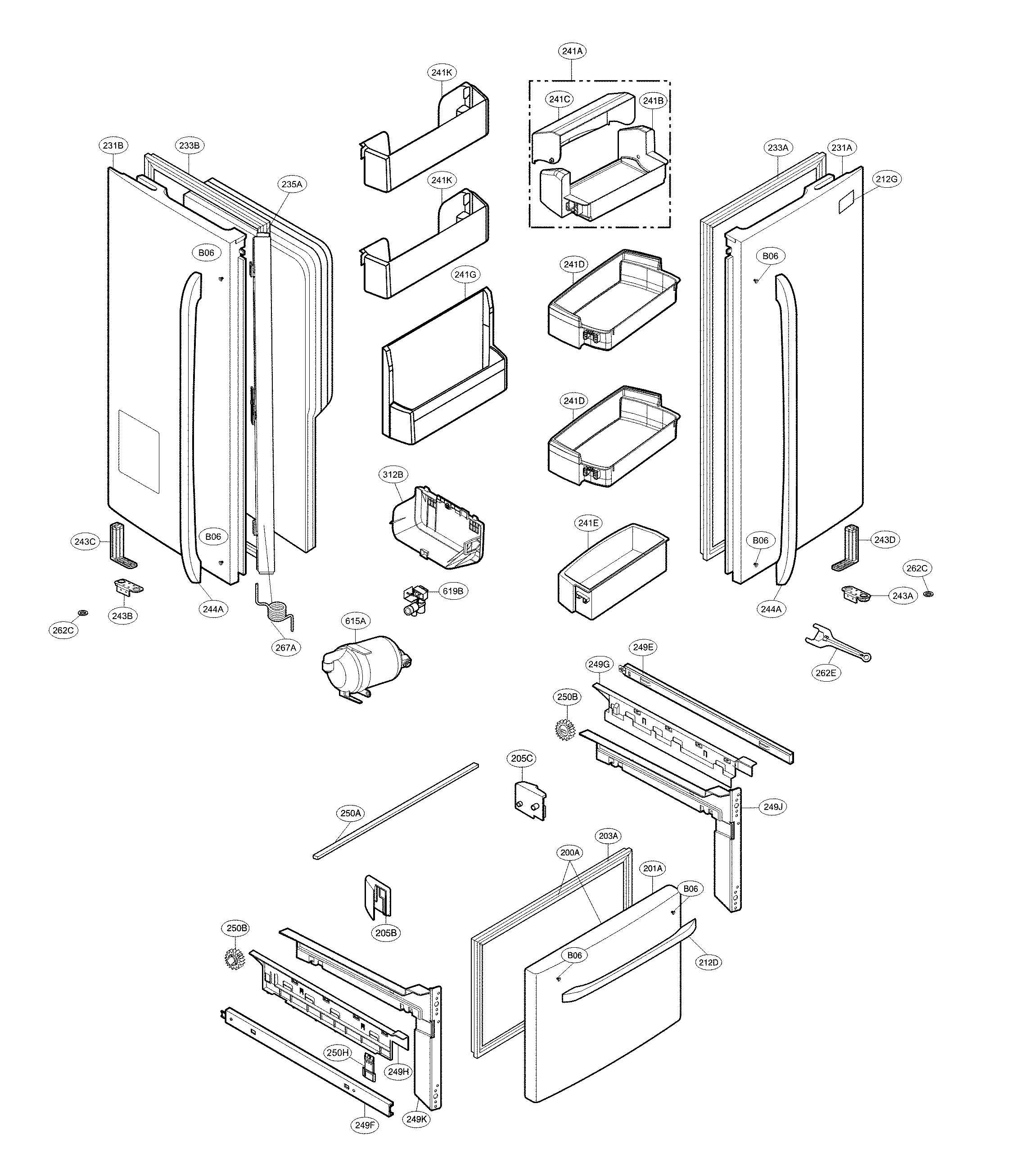 LG LFX21976ST/07 door parts diagram