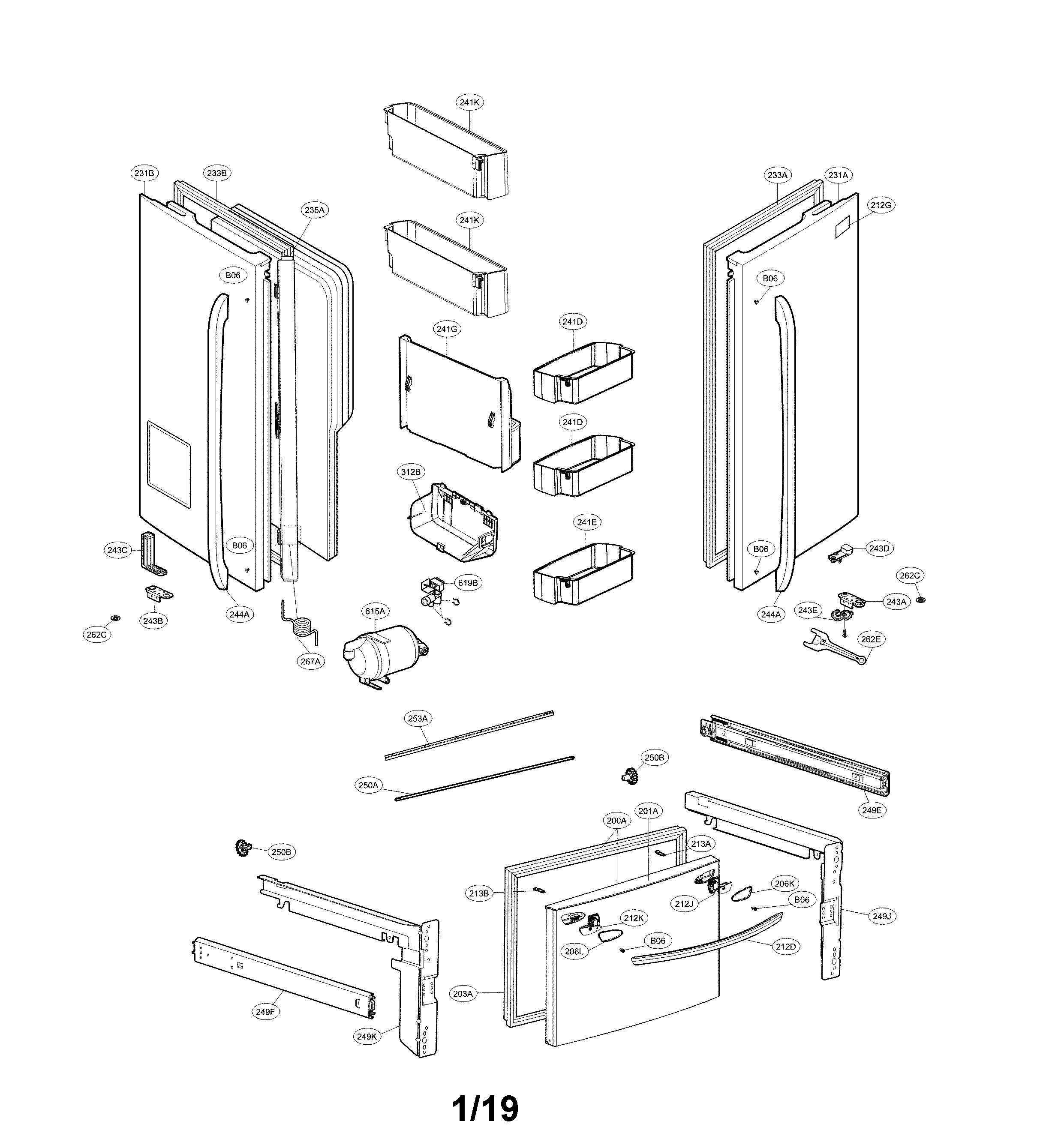 LG LFX28968ST/06 door parts diagram