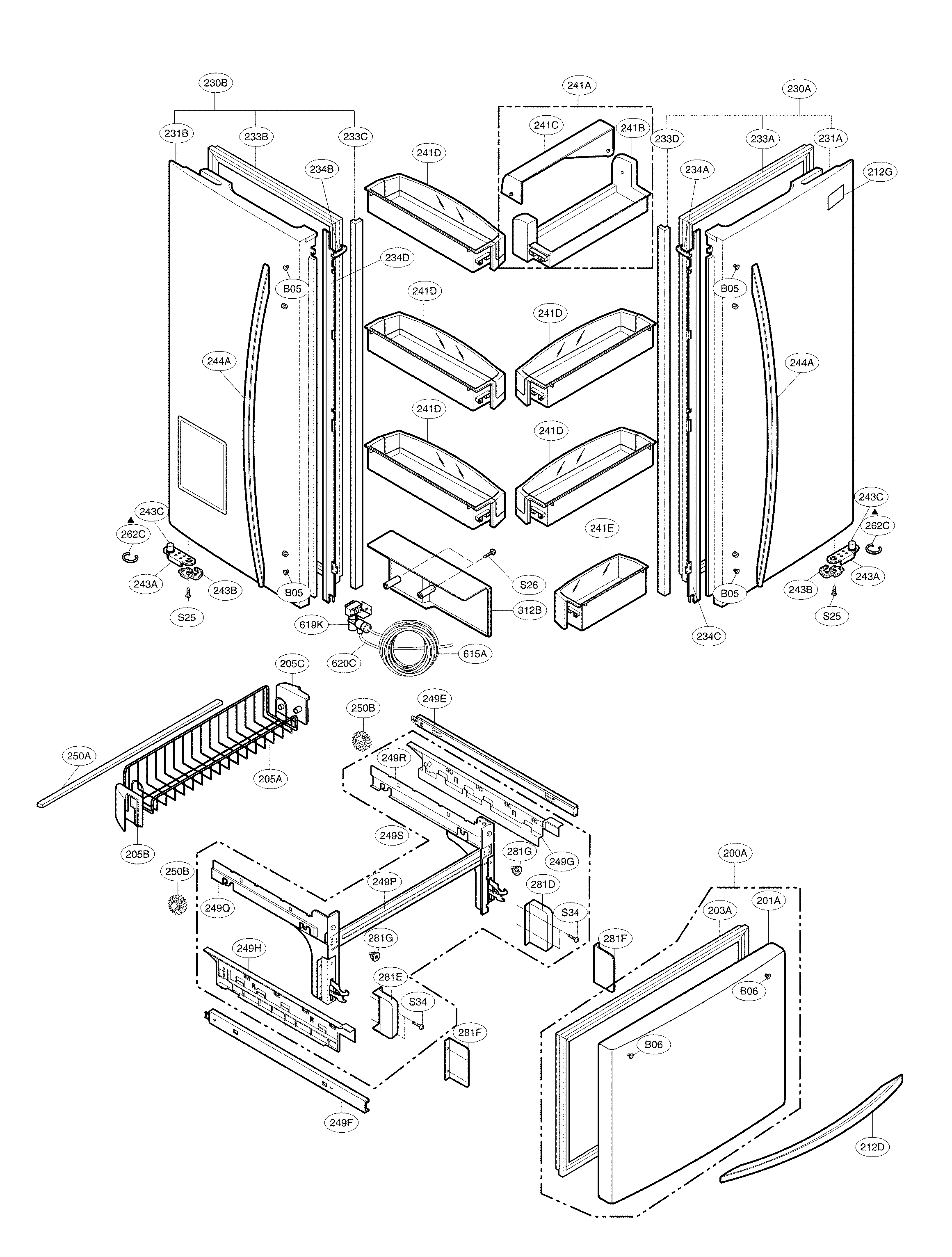 Kenmore Elite 79578544806 door parts diagram