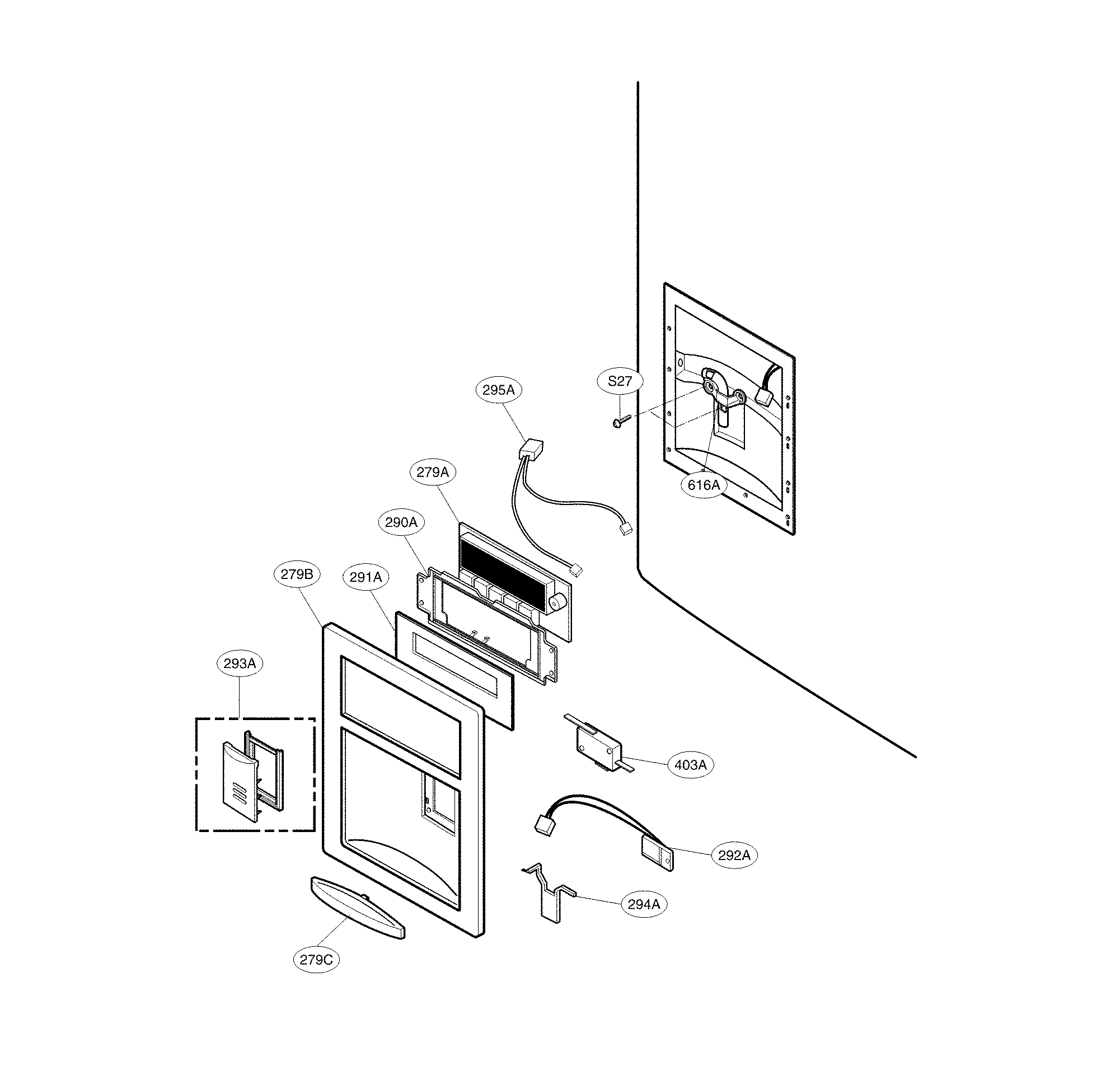 Kenmore Elite 79578544806 dispenser parts diagram